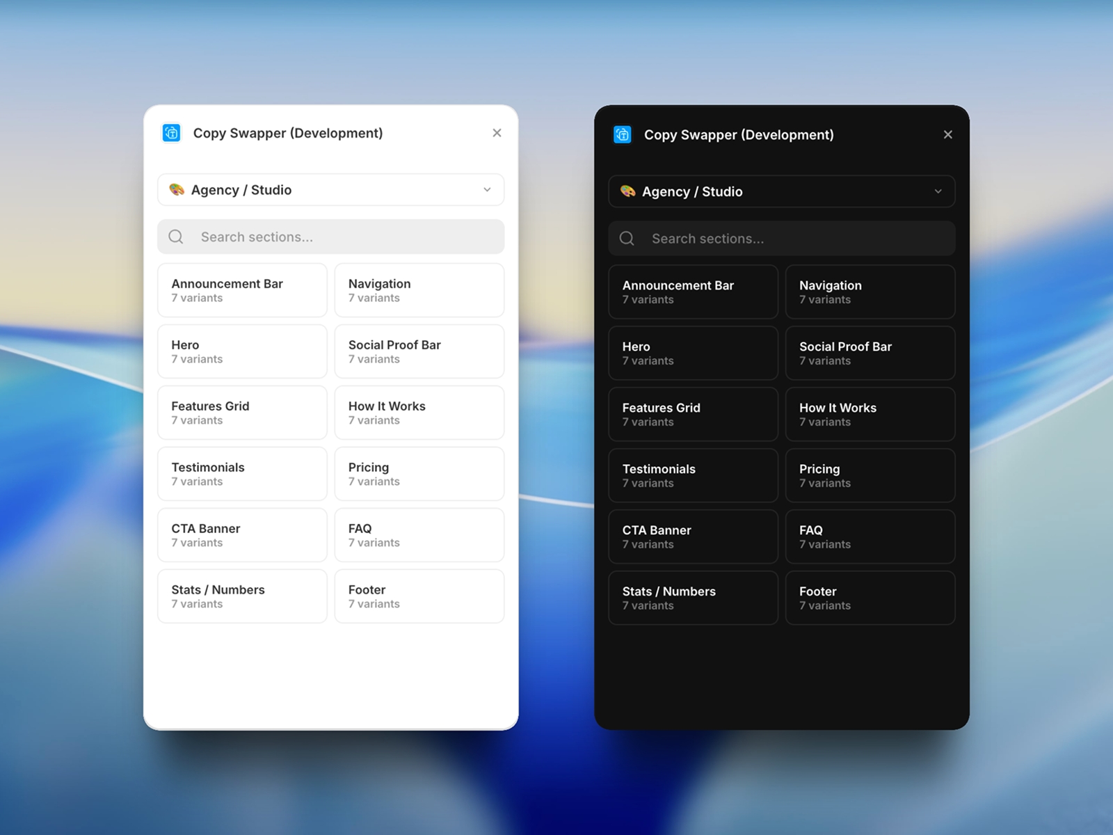 Screenshot 1 for Copy Swapper, a Framer Marketplace plugin by Siddharth Ponnapalli.