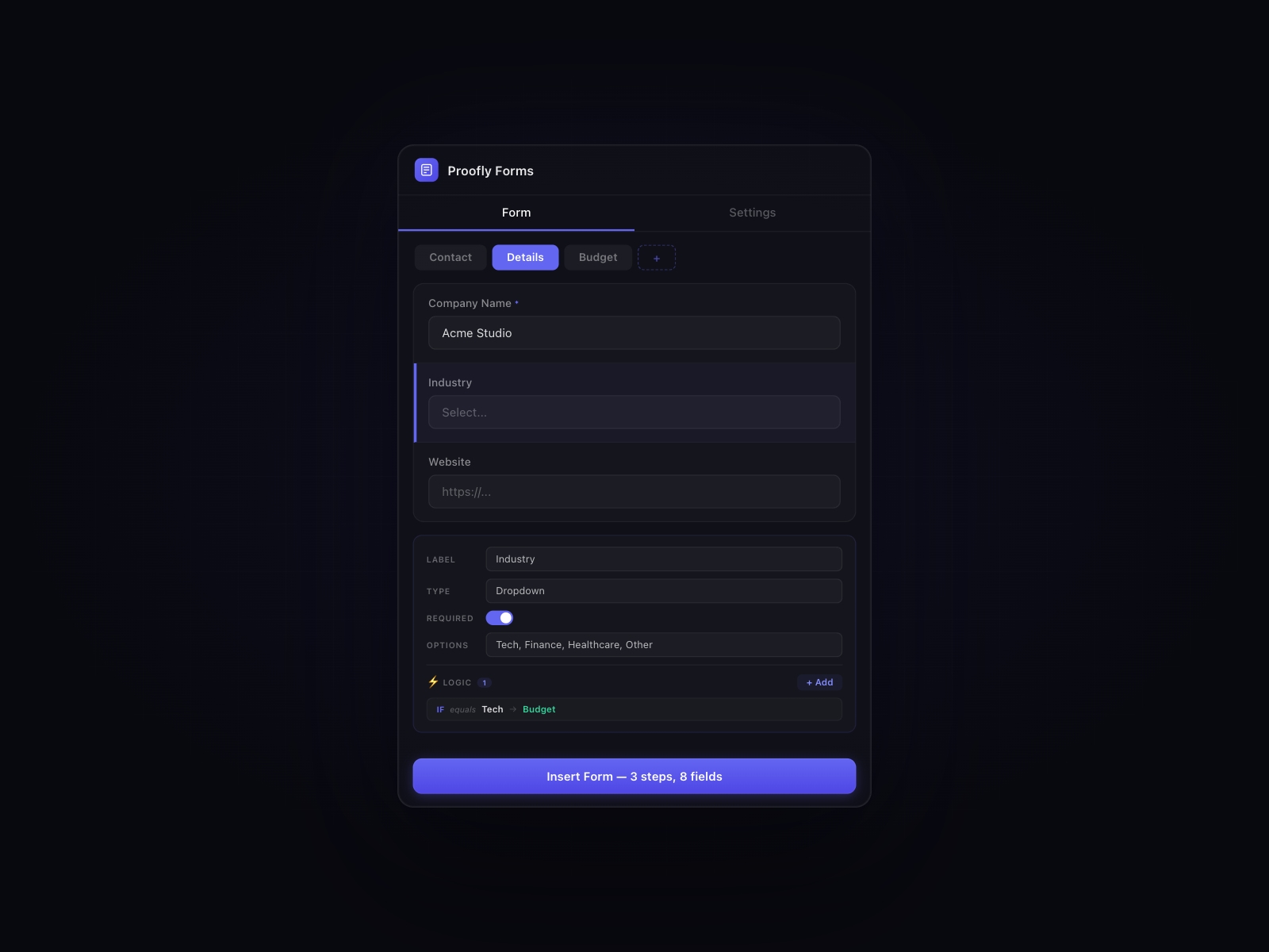 Screenshot 1 for Proofly Forms, a Framer Marketplace plugin by Proofly.ae.