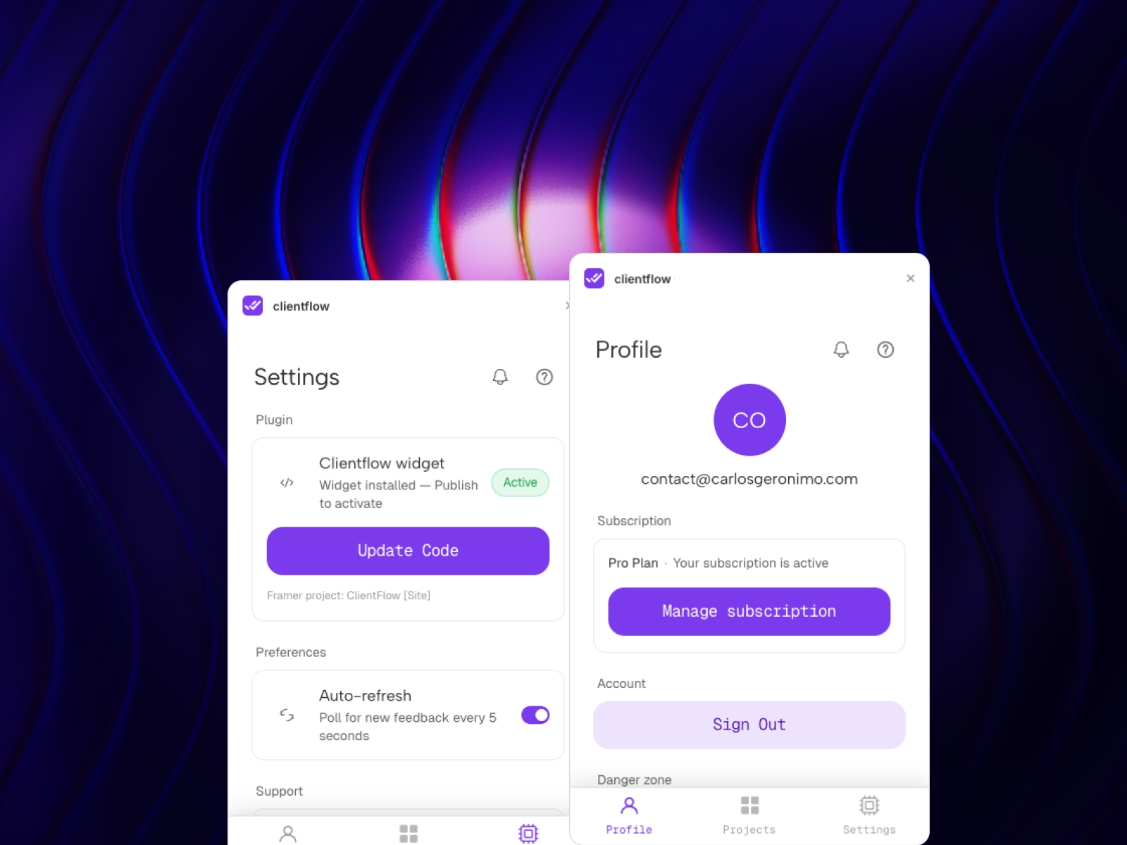 Screenshot 3 for Clientflow, a Framer Marketplace plugin by Carlos Geronimo.
