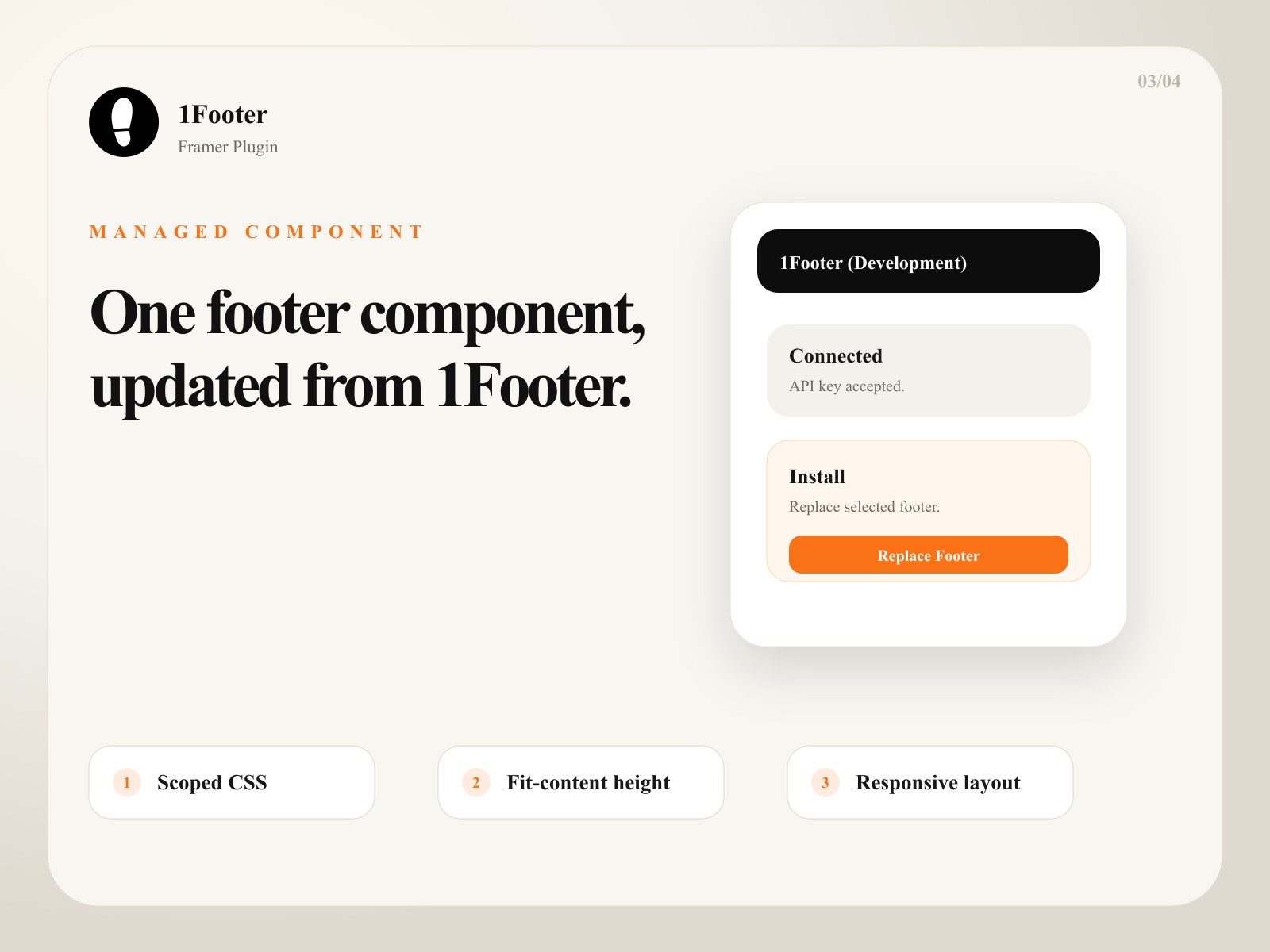 Screenshot 3 for 1Footer, a Framer Marketplace plugin by Daniel Sinewe.