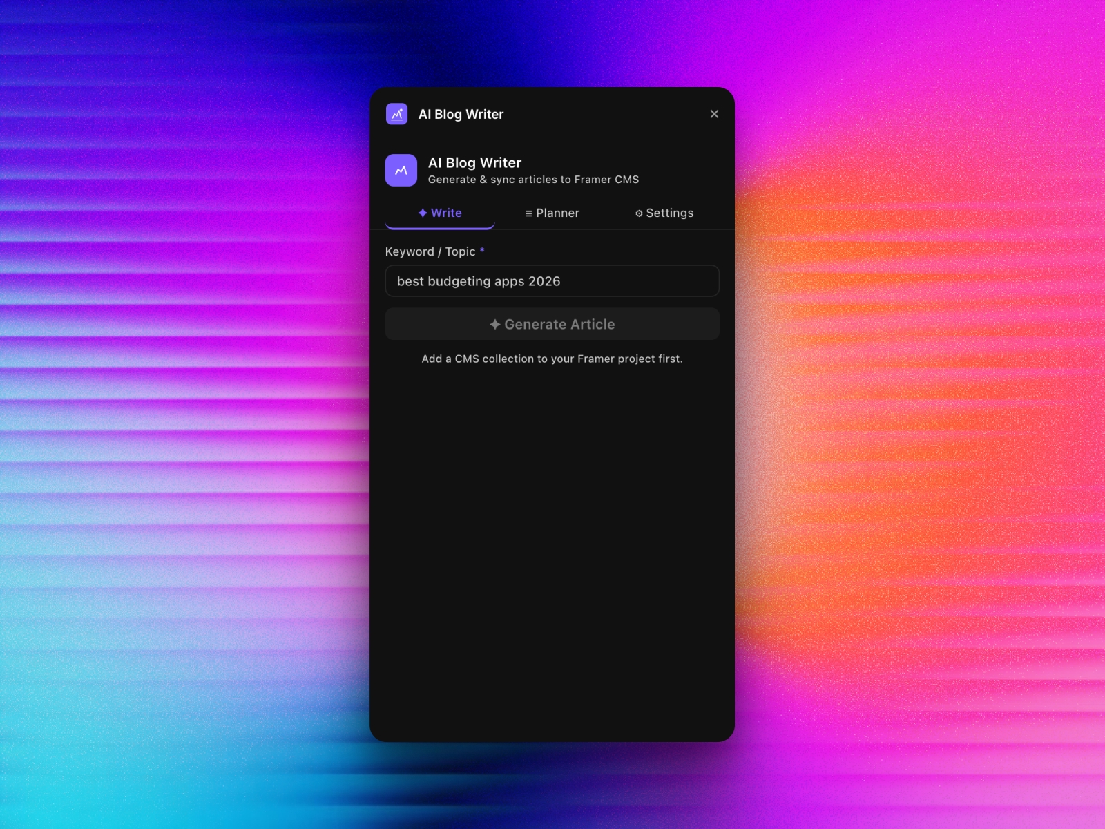 Thumbnail 1 for AI Blog Writer, a Framer Marketplace template by Development Team.