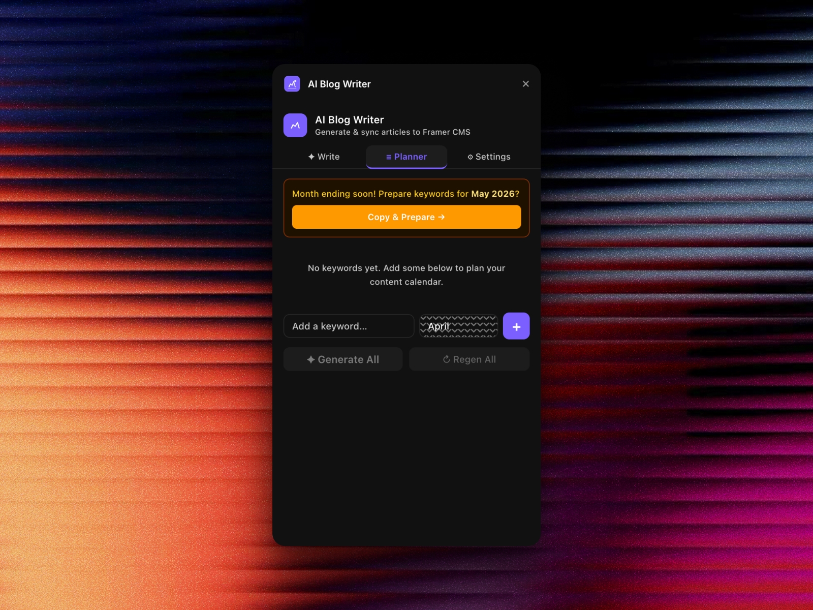 Thumbnail 2 for AI Blog Writer, a Framer Marketplace template by Development Team.