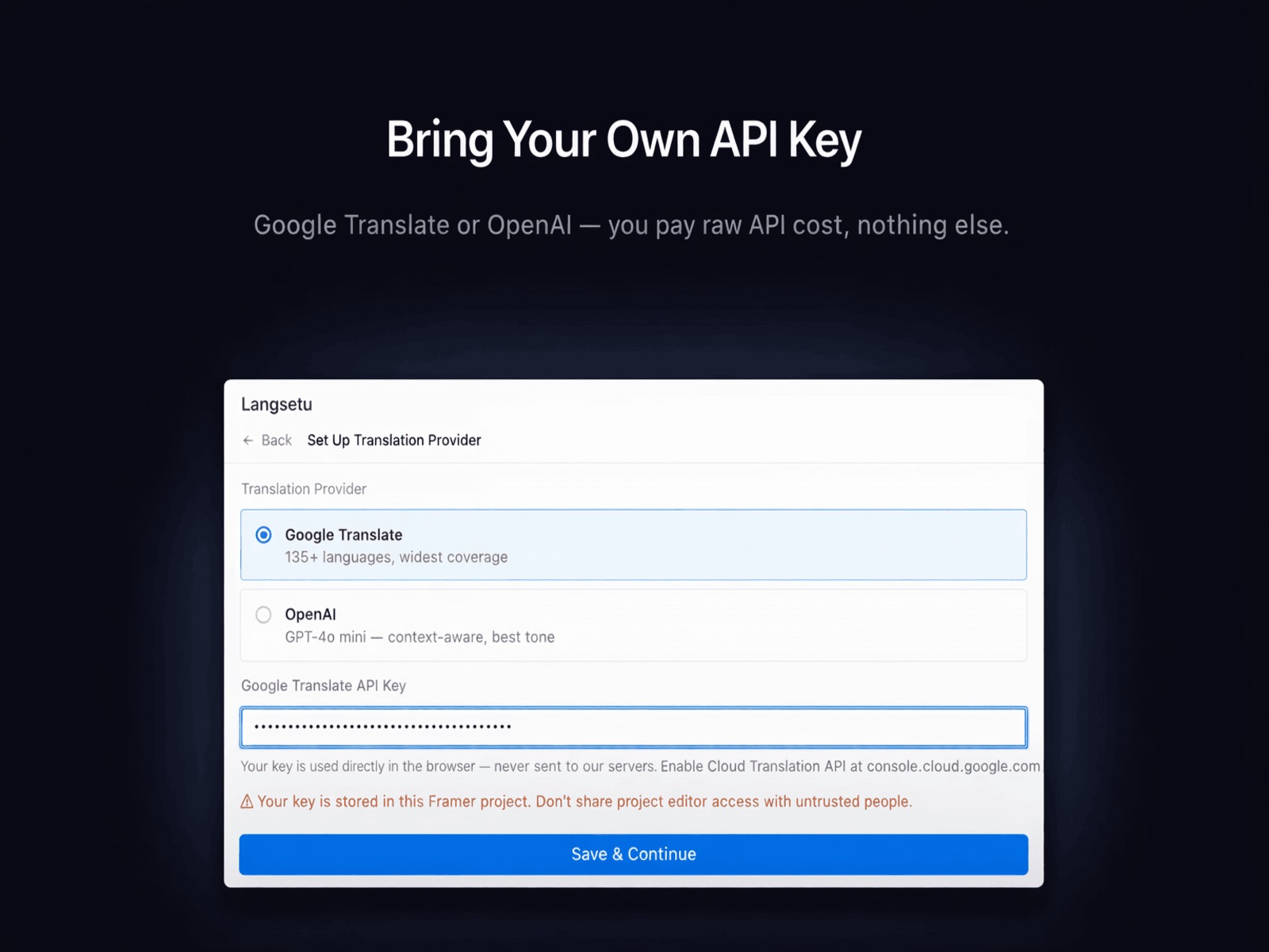 Thumbnail 2 for Langsetu, a Framer Marketplace template by Dhaivick Jasumal N.