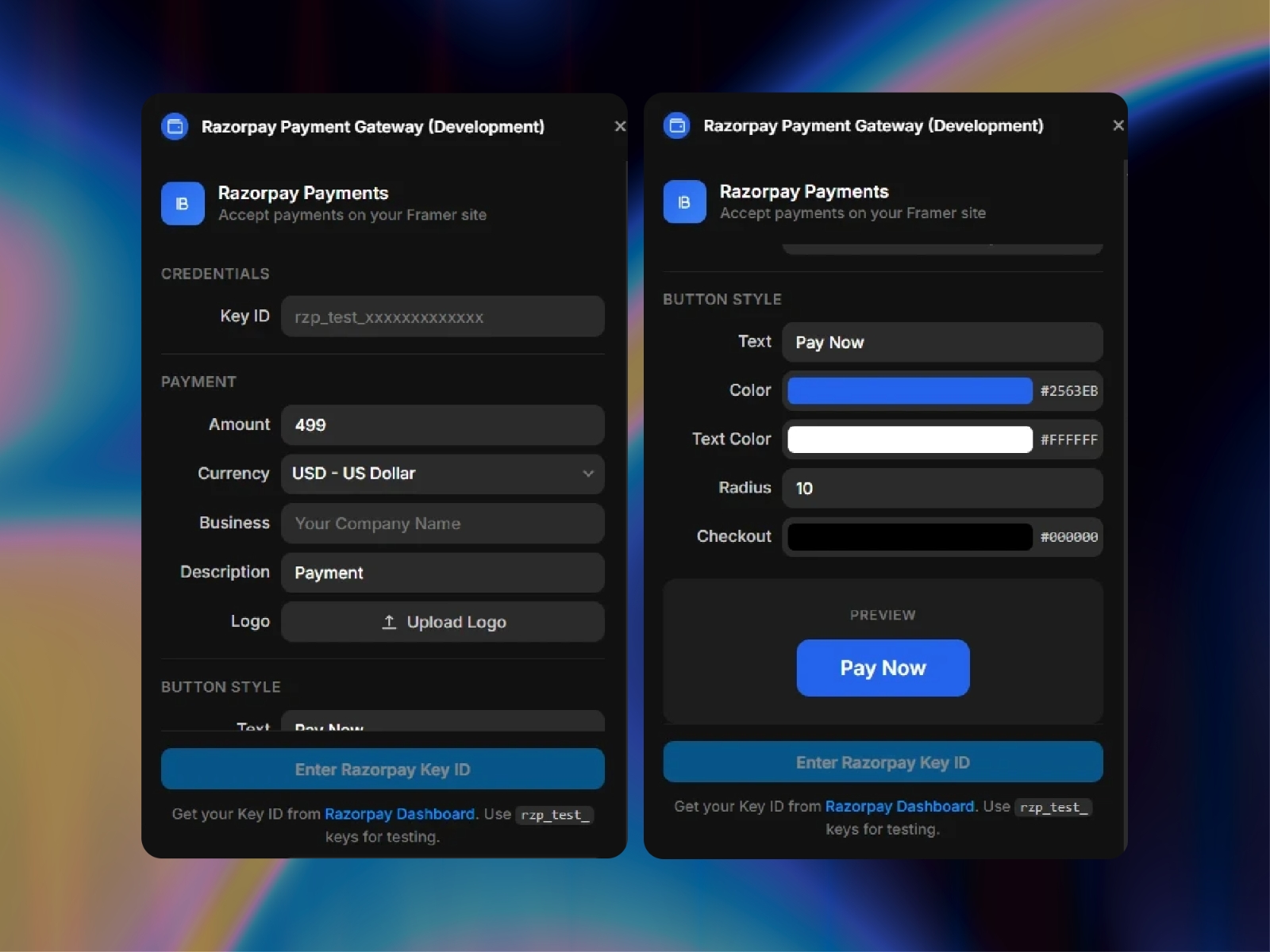 Thumbnail 1 for Razorpay Payment Gateway, a Framer Marketplace template by Khushal Dewra (KDX Studios).