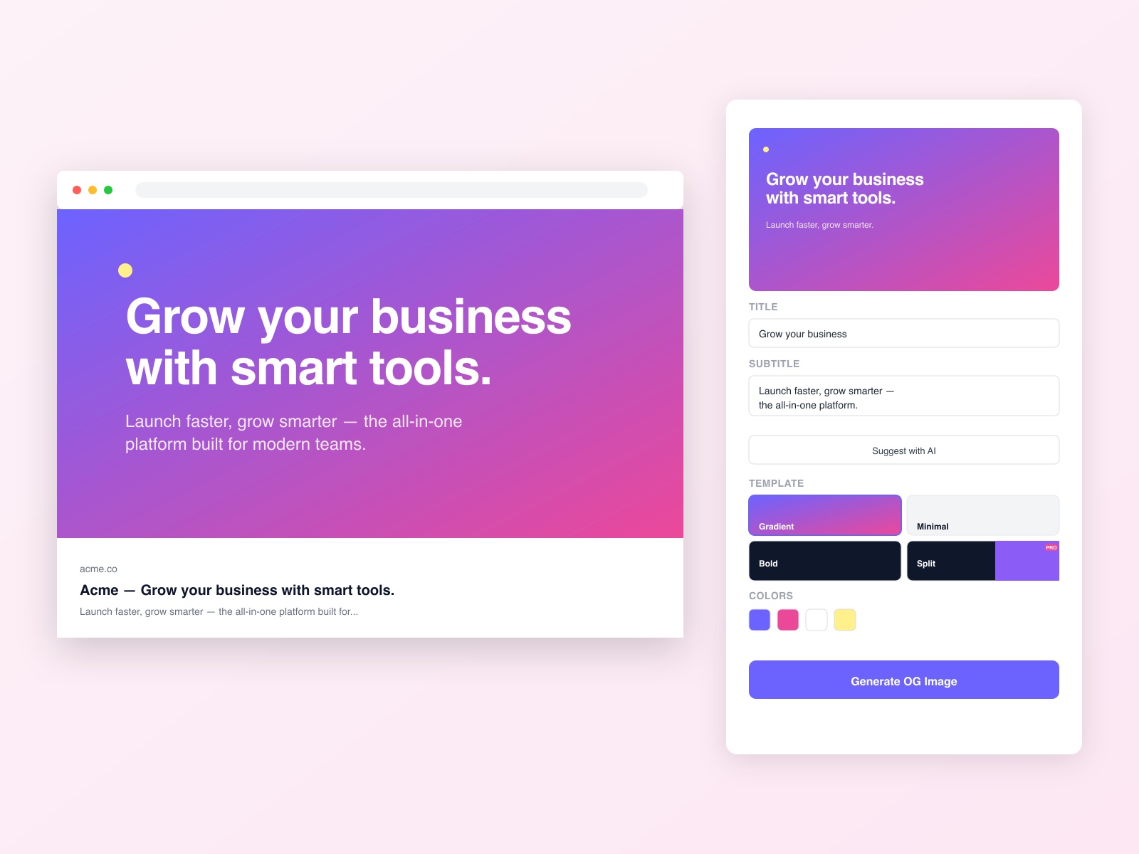 Screenshot 1 for OG Image Generator, a Framer Marketplace plugin by 덕기 김.