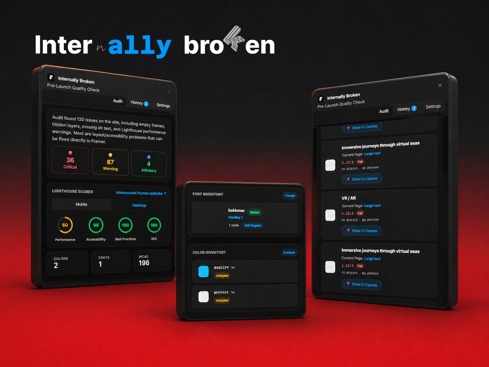 Screenshot 3 for Internally Broken, a Framer Marketplace plugin by valorsic studio.