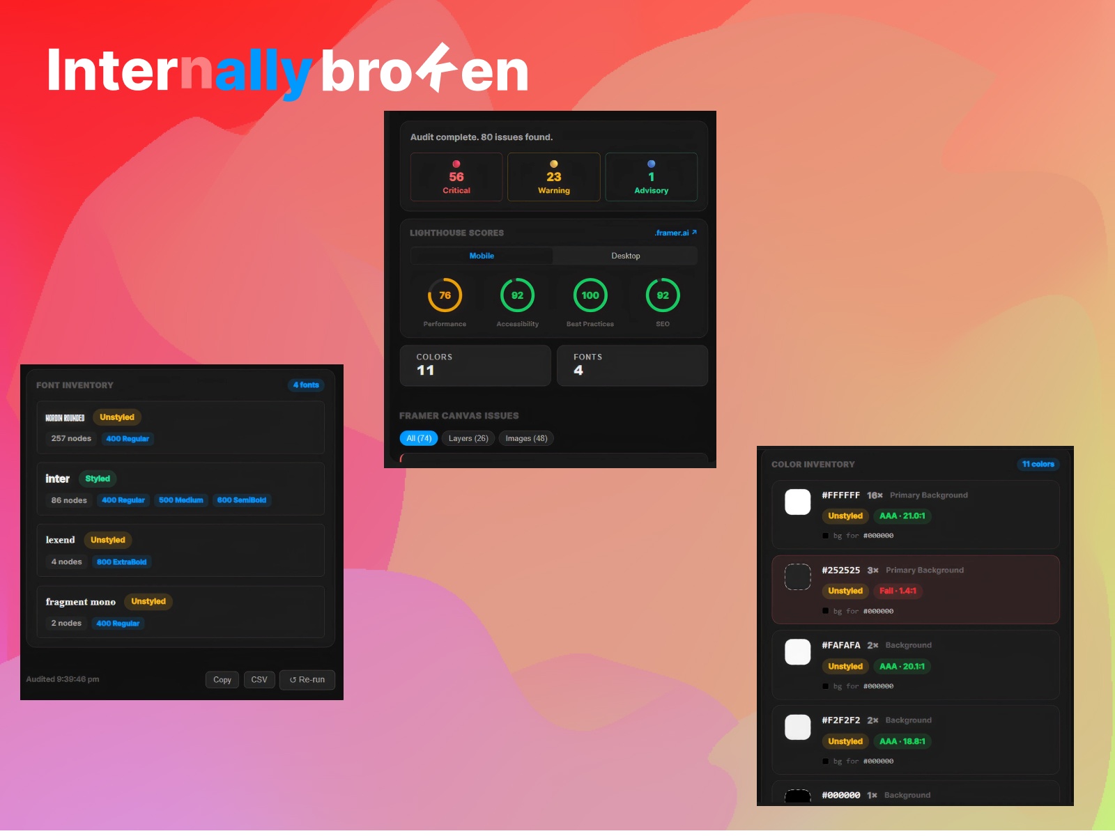Screenshot 3 for Internally Broken, a Framer Marketplace plugin by valorsic studio.
