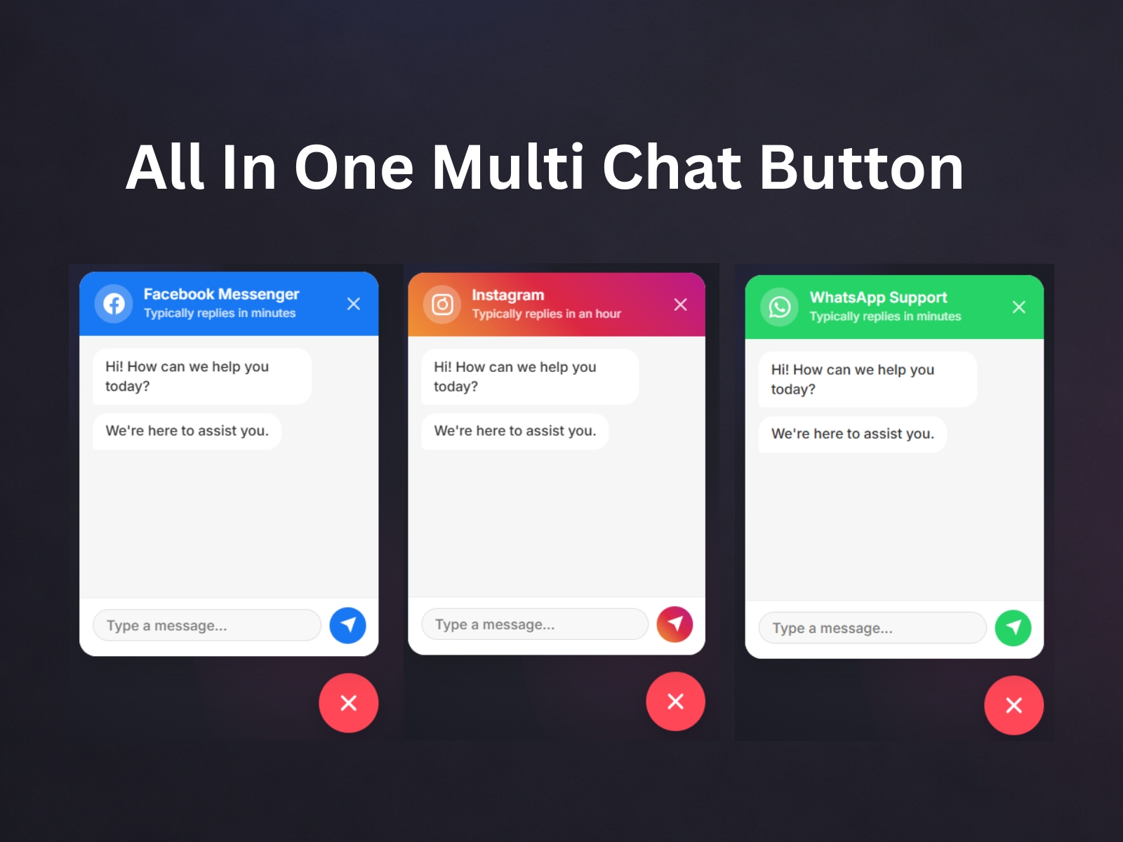 Screenshot 1 for Multichat Floating Button, a Framer Marketplace plugin by Ridhwan Ahsan.