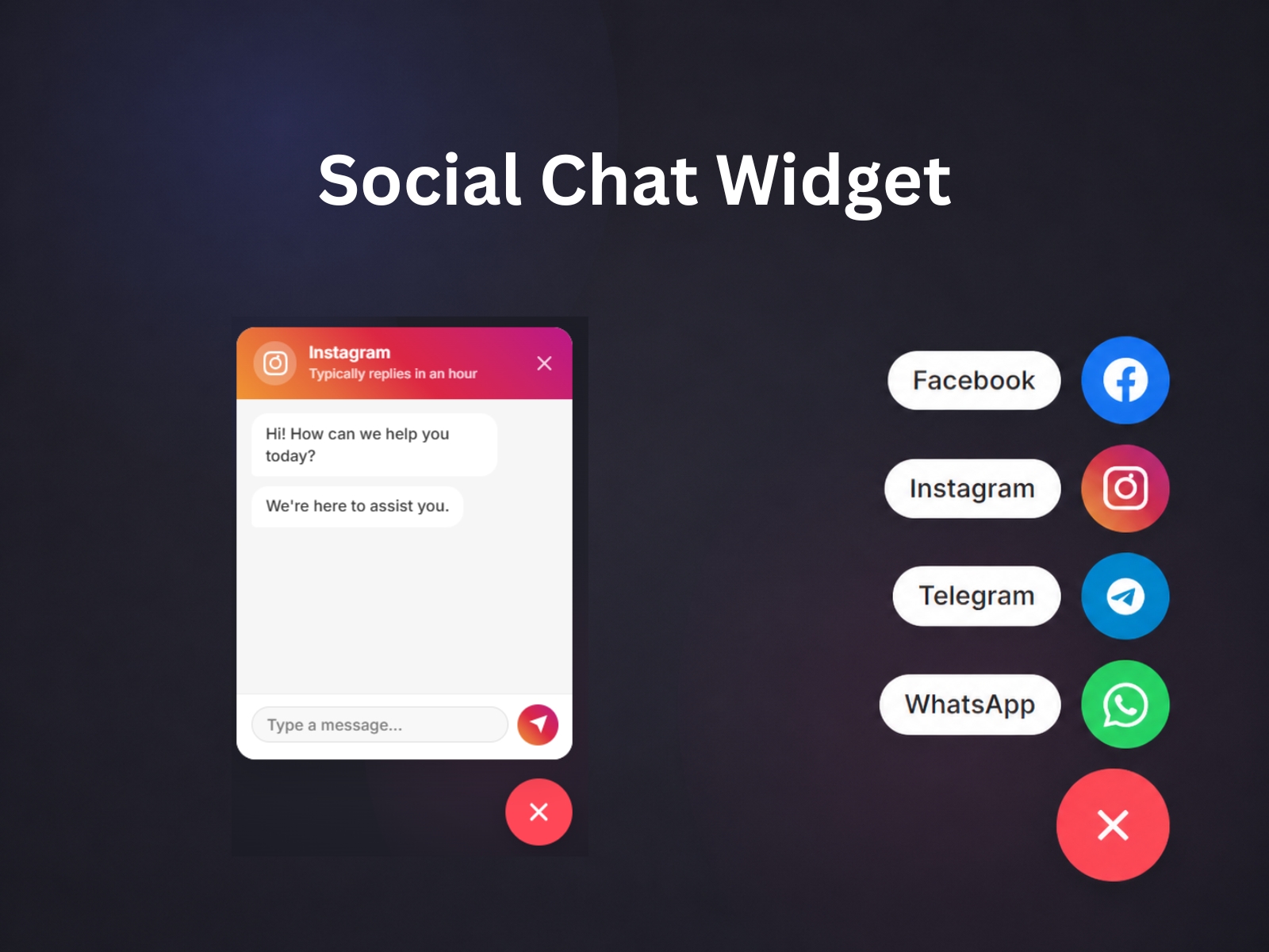 Screenshot 2 for Multichat Floating Button, a Framer Marketplace plugin by Ridhwan Ahsan.
