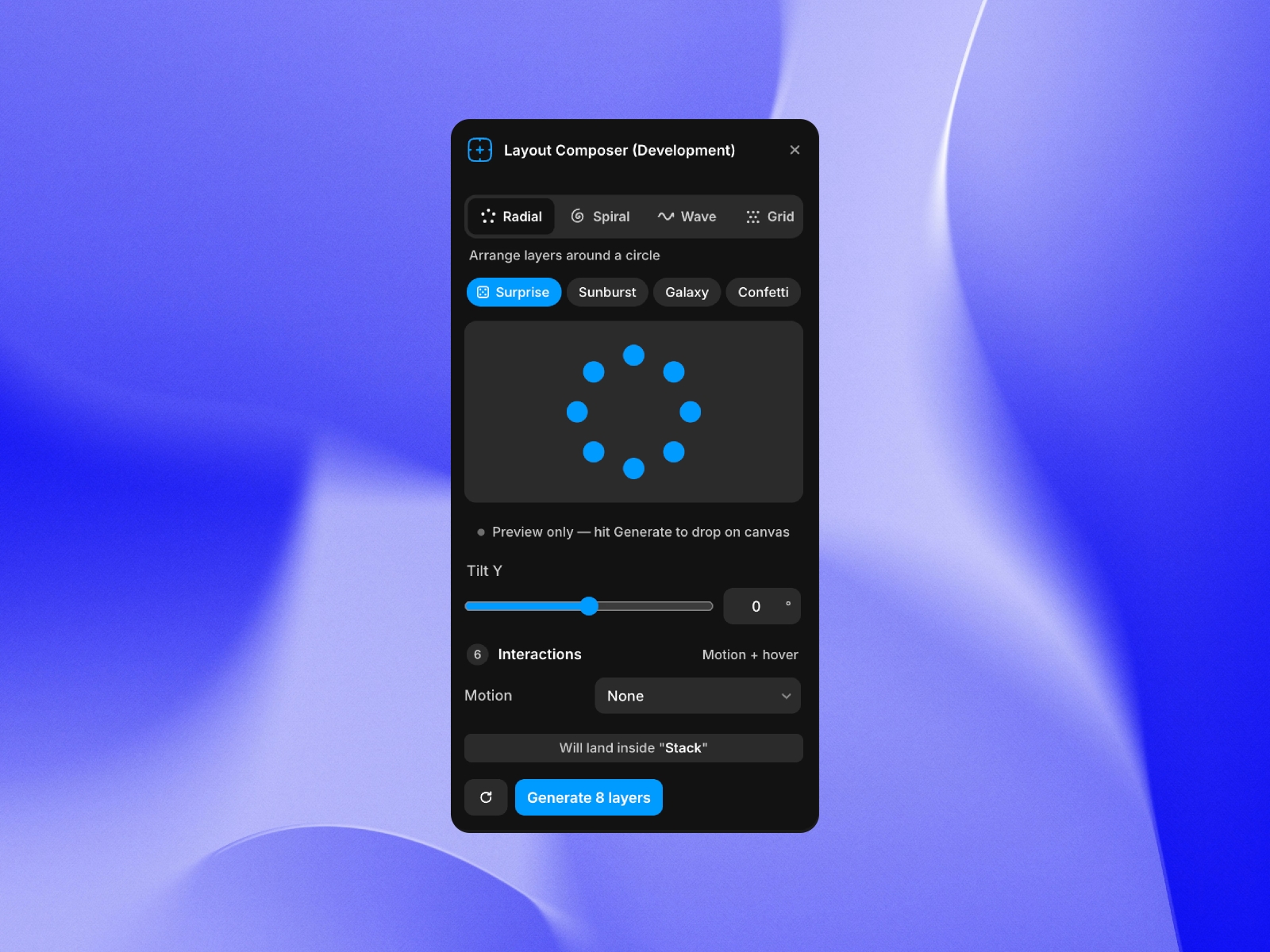Screenshot 1 for Layout Composer, a Framer Marketplace plugin by Chocolate.