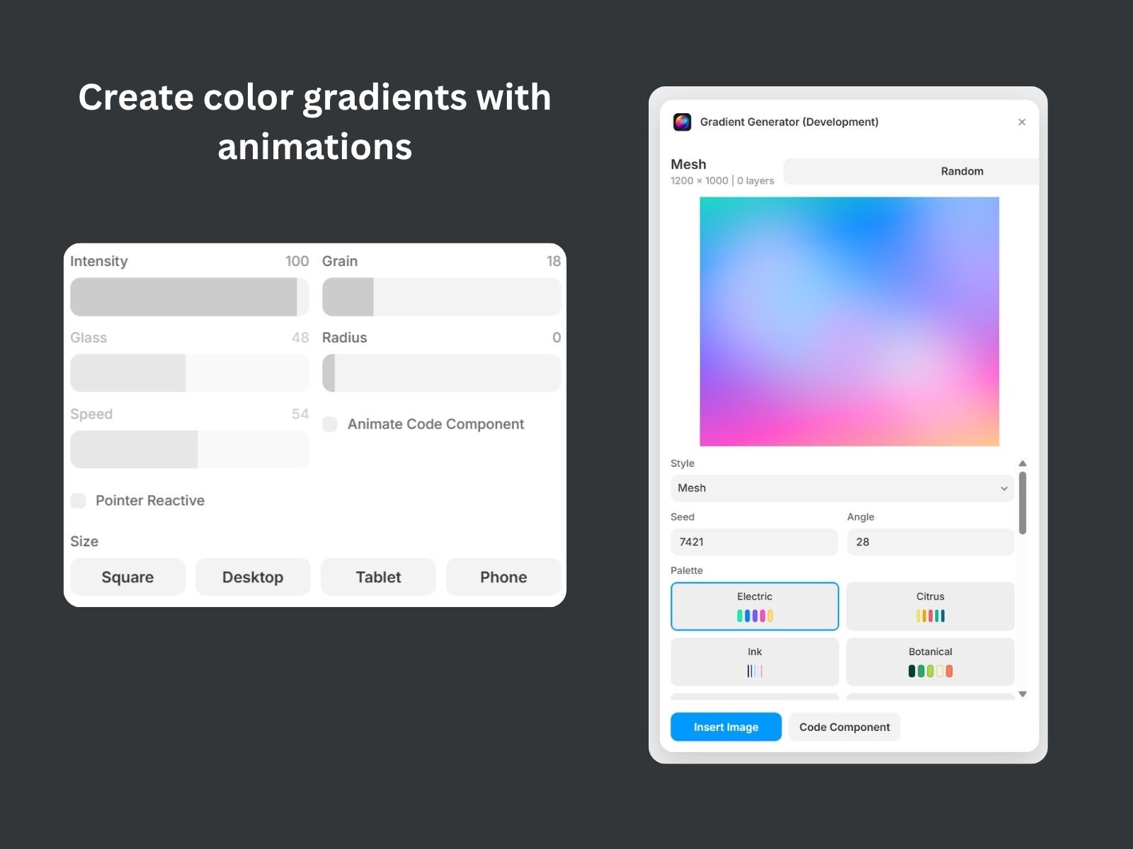 Screenshot 2 for Gradient Generator, a Framer Marketplace plugin by Noel Dario Andres.