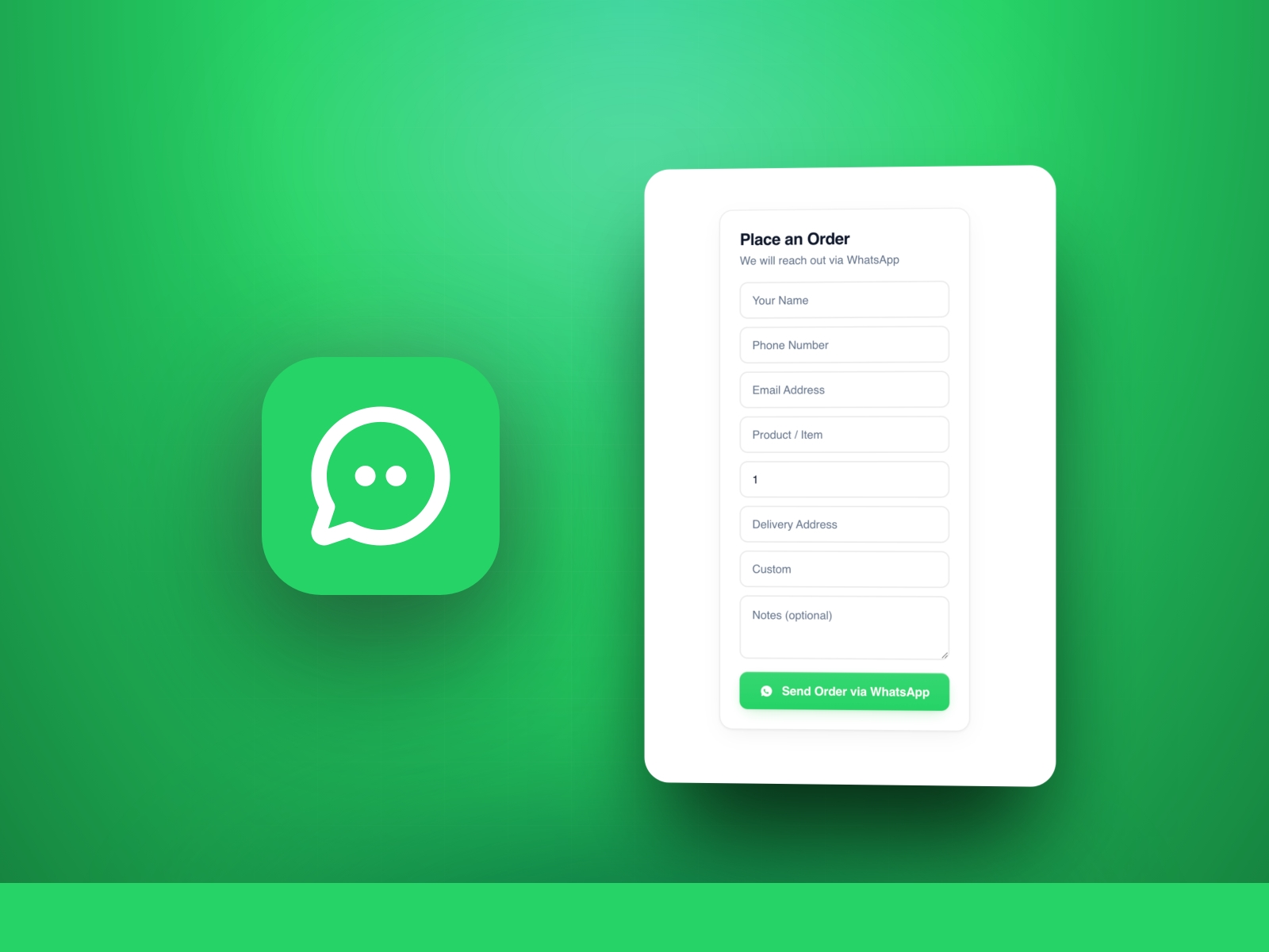 Thumbnail 1 for WhatsApp Order Form, a Framer Marketplace template by Khushal Dewra (KDX Studios).