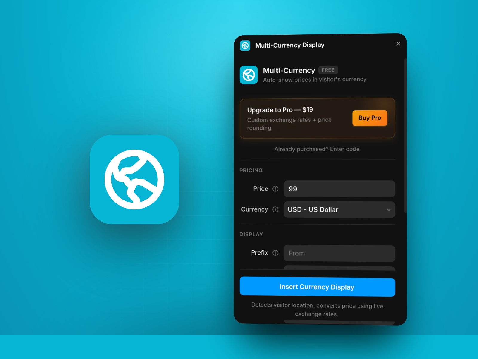 Screenshot 1 for Multi-Currency Display, a Framer Marketplace plugin by Khushal Dewra (KDX Studios).