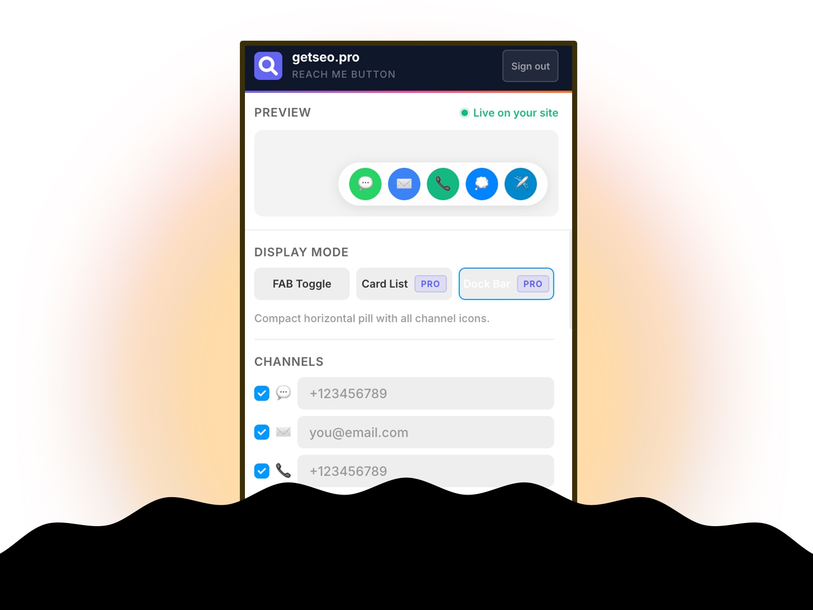 Thumbnail 2 for Reach Me Contact Button, a Framer Marketplace plugin by getseo.pro _.