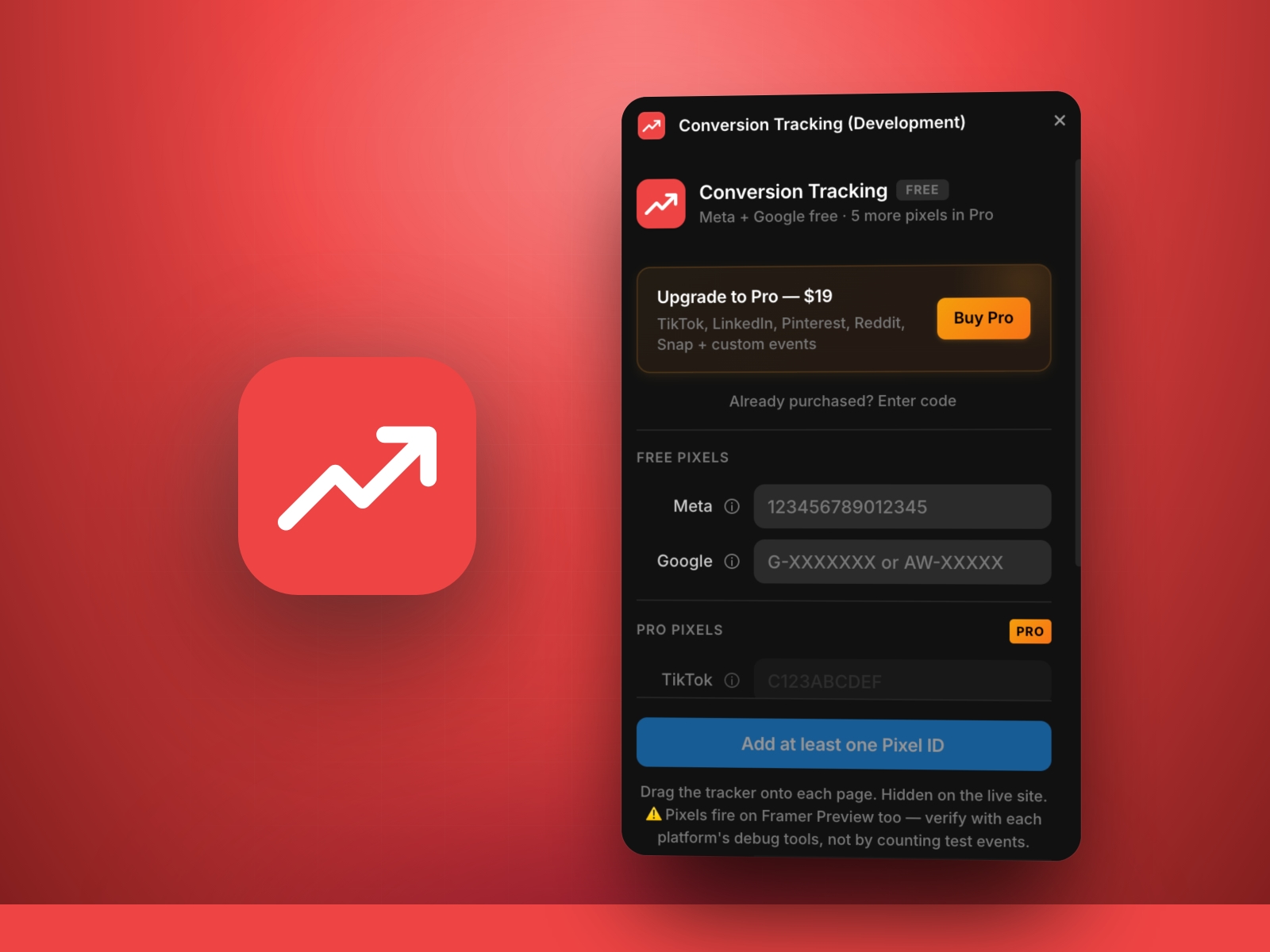 Thumbnail 1 for Conversion Tracking, a Framer Marketplace plugin by Khushal Dewra (KDX Studios).