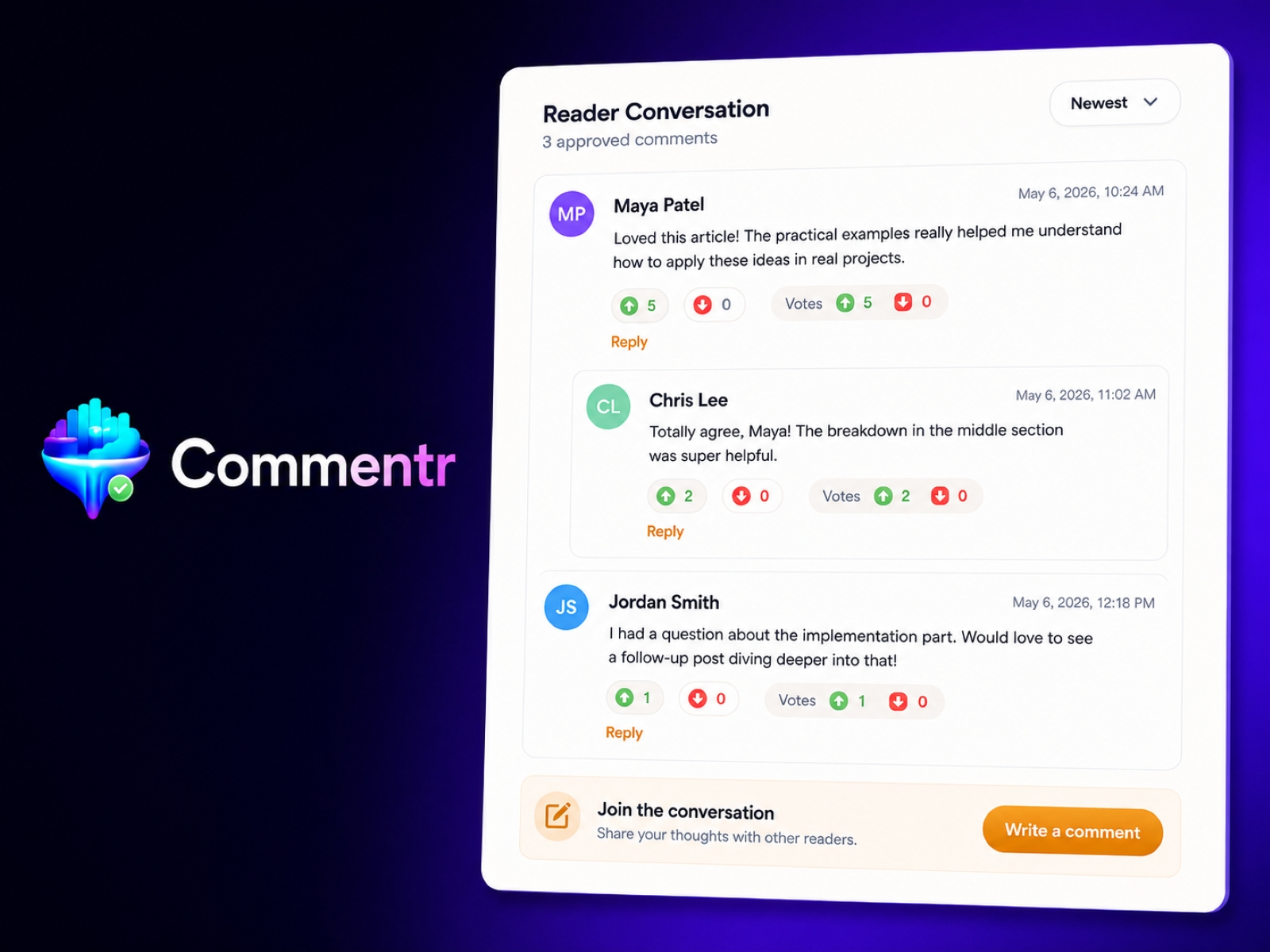 Screenshot 4 for Commentr Setup, a Framer Marketplace plugin by Mark Hennick.