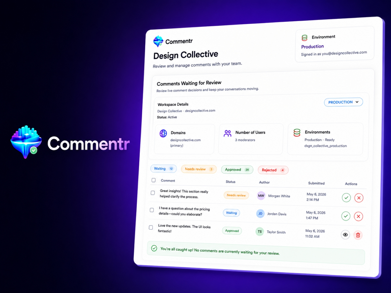 Screenshot 3 for Commentr Setup, a Framer Marketplace plugin by Mark Hennick.