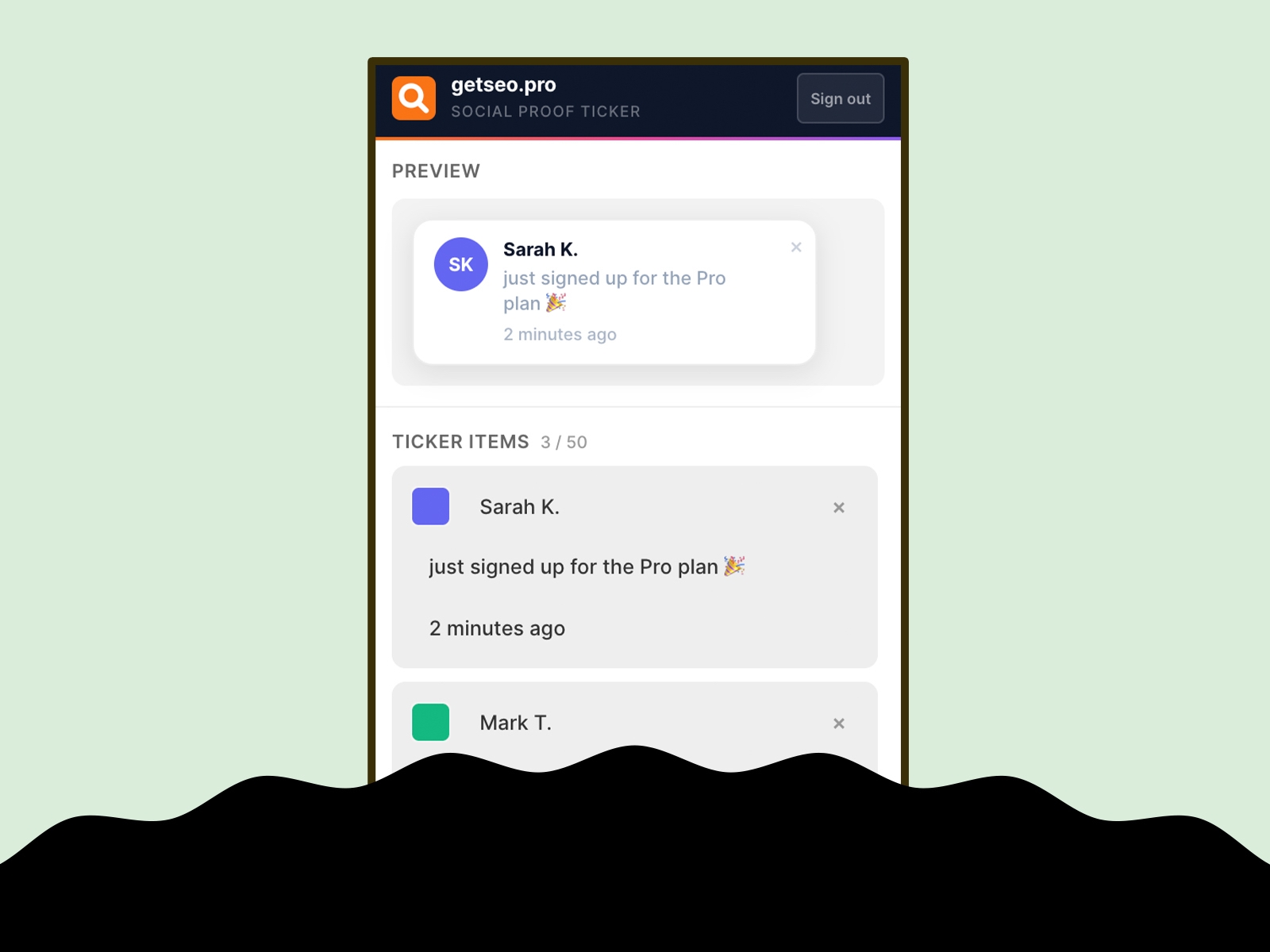 Thumbnail 2 for Social Proof Ticker by getseo.pro, a Framer Marketplace template by getseo.pro _.