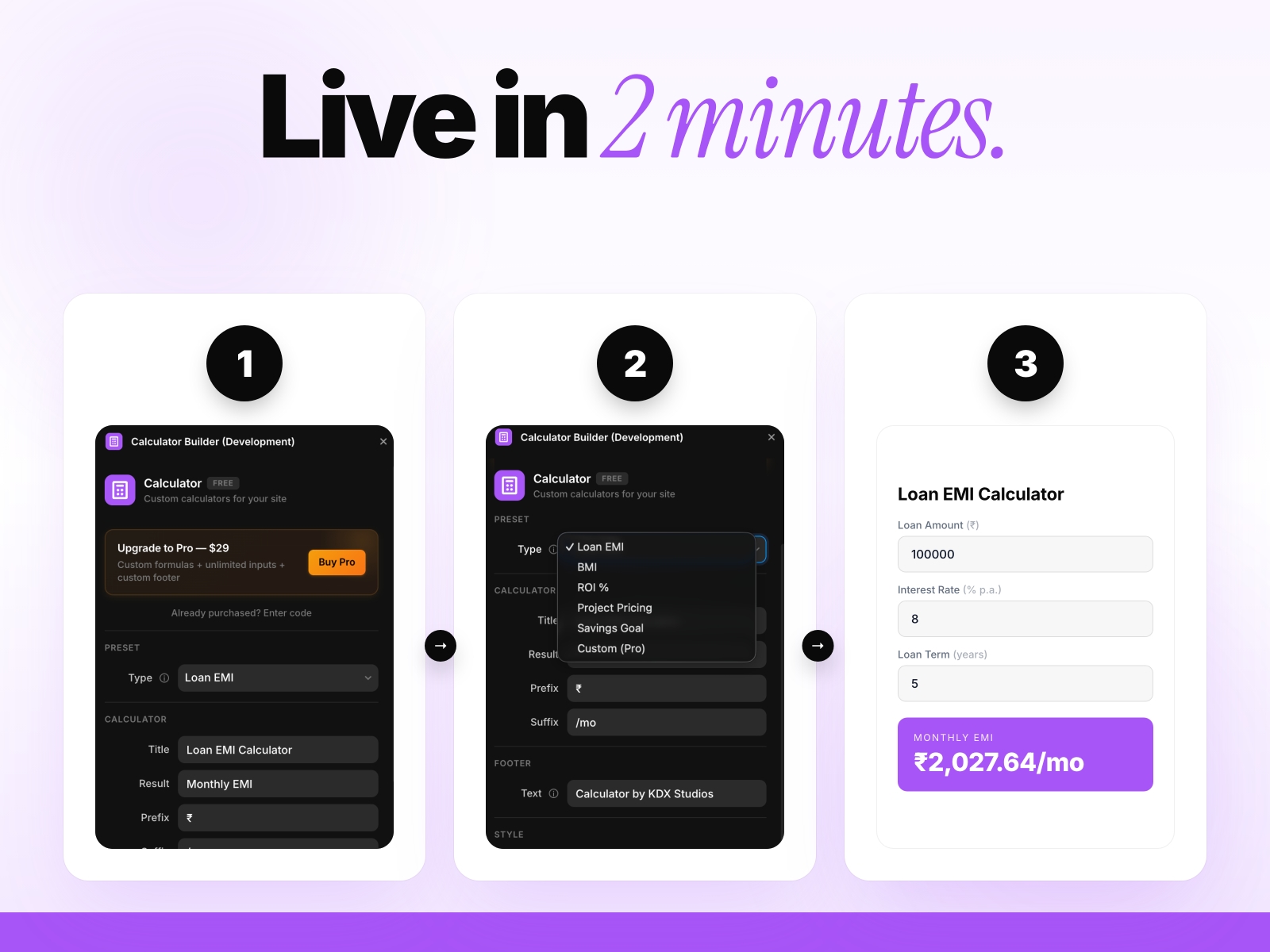 Screenshot 2 for Calculator Builder, a Framer Marketplace plugin by Khushal Dewra (KDX Studios).