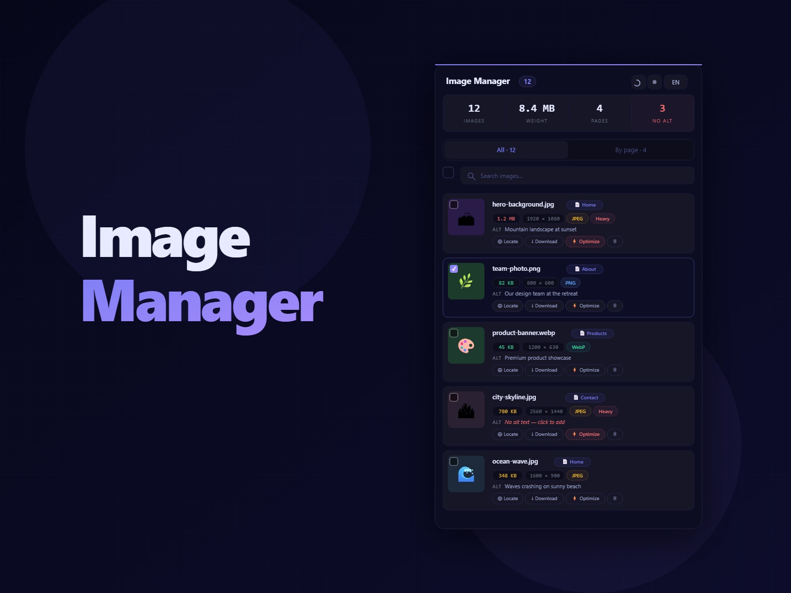 Screenshot 1 for Image Manager, a Framer Marketplace plugin by La Compagnie du Web.