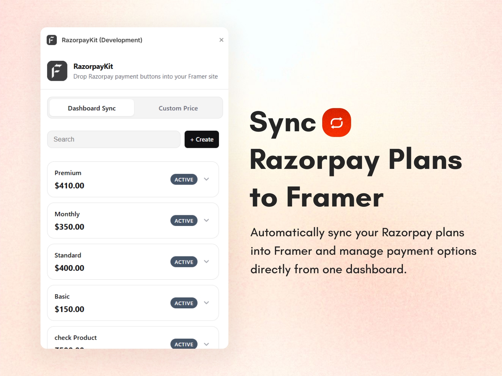 Screenshot 2 for RazorpayKit, a Framer Marketplace plugin by FeCommerce.