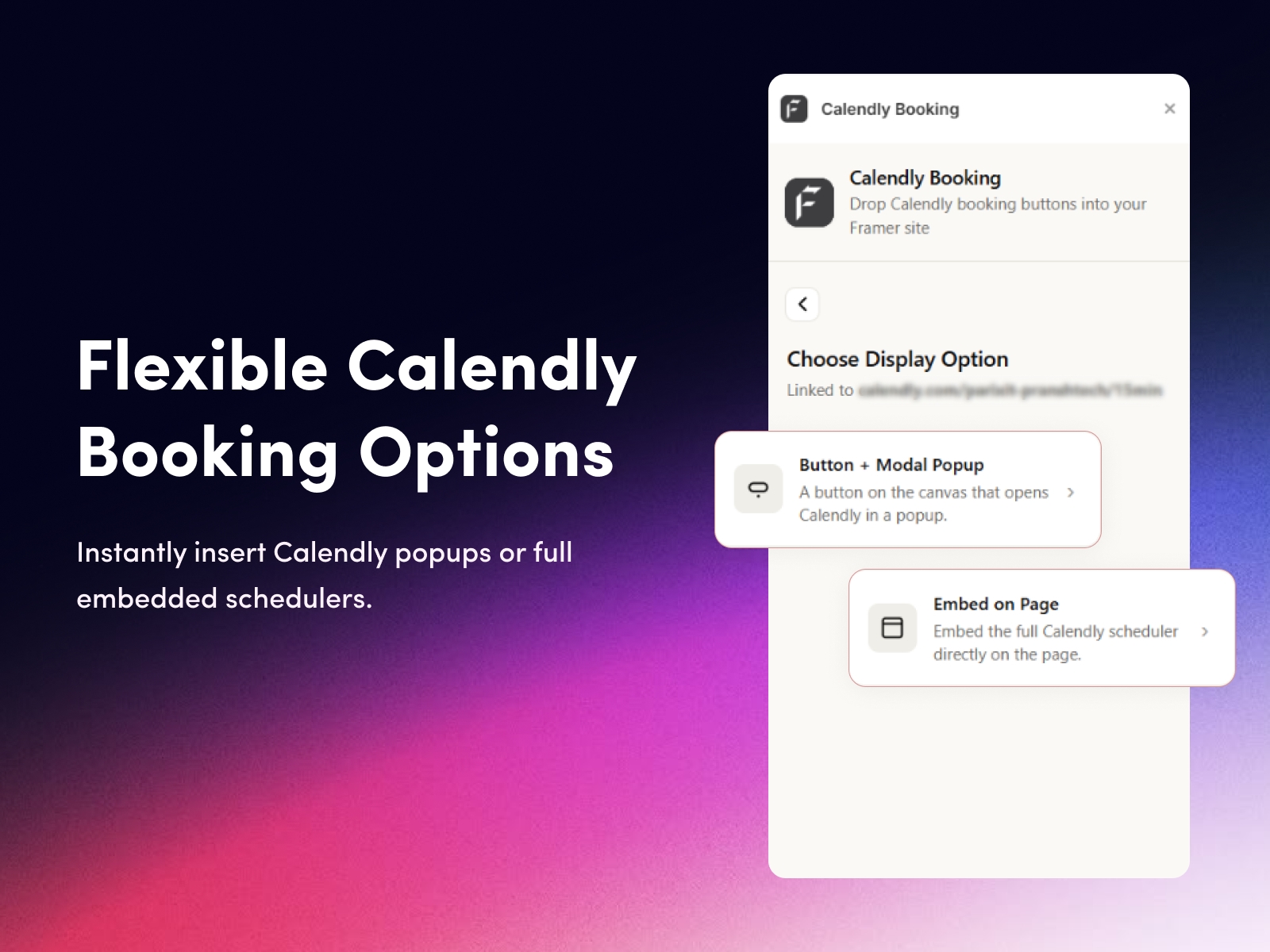 Thumbnail 2 for Calendly Booking, a Framer Marketplace plugin by FeCommerce.