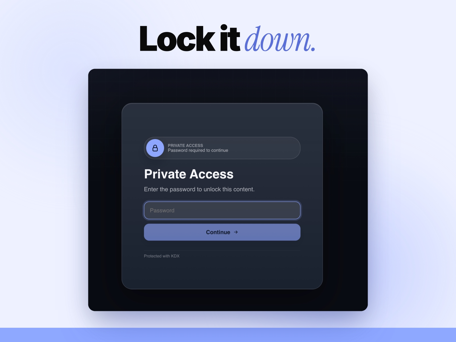 Screenshot 3 for Password Gate, a Framer Marketplace plugin by Khushal Dewra (KDX Studios).