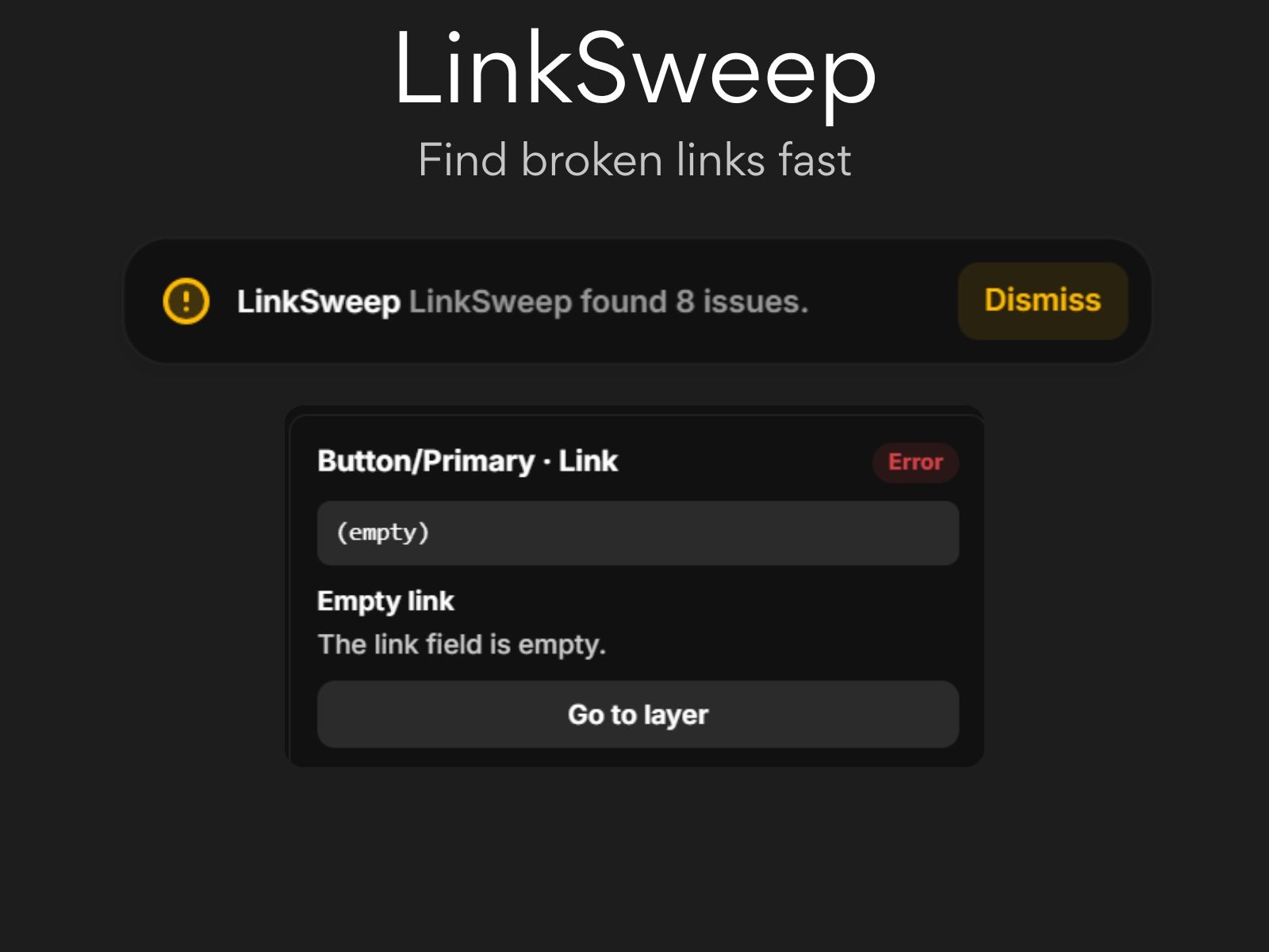 Screenshot 2 for LinkSweep, a Framer Marketplace plugin by Noel Dario Andres.