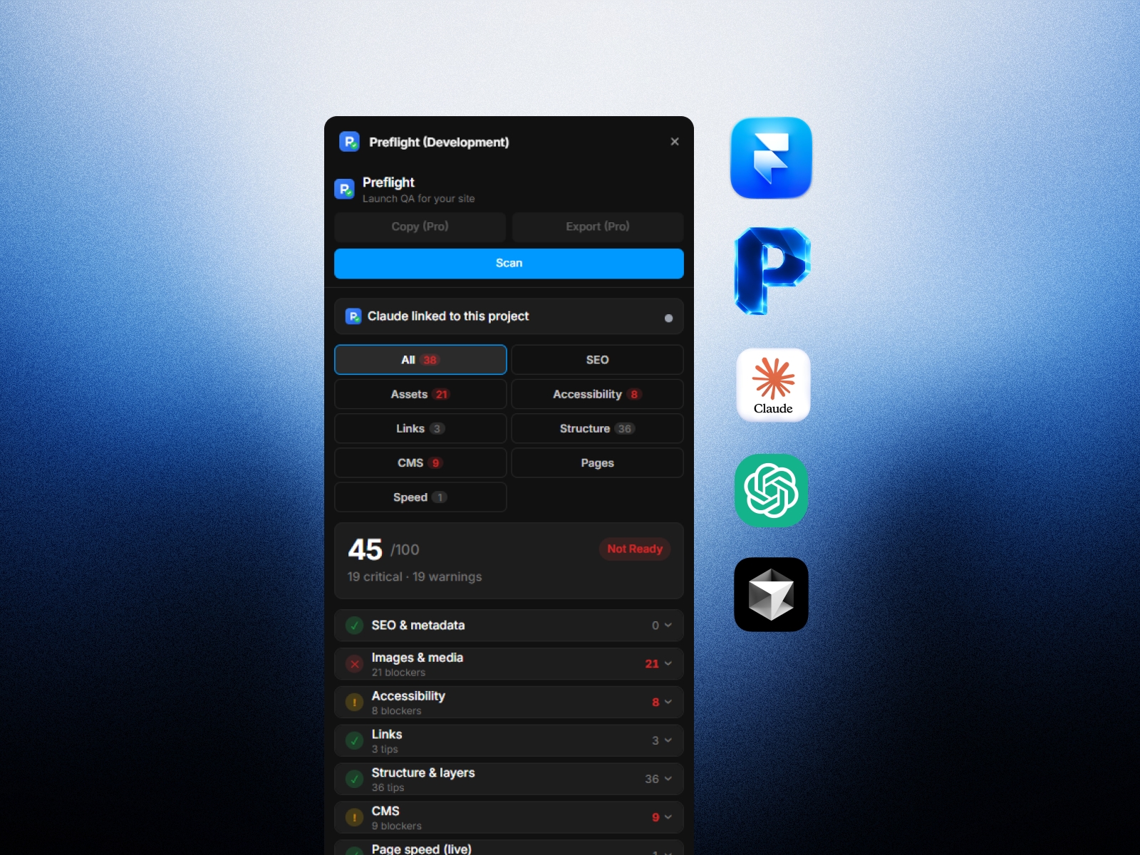 Screenshot 3 for Preflight, a Framer Marketplace plugin by Zlatko Marjanović.