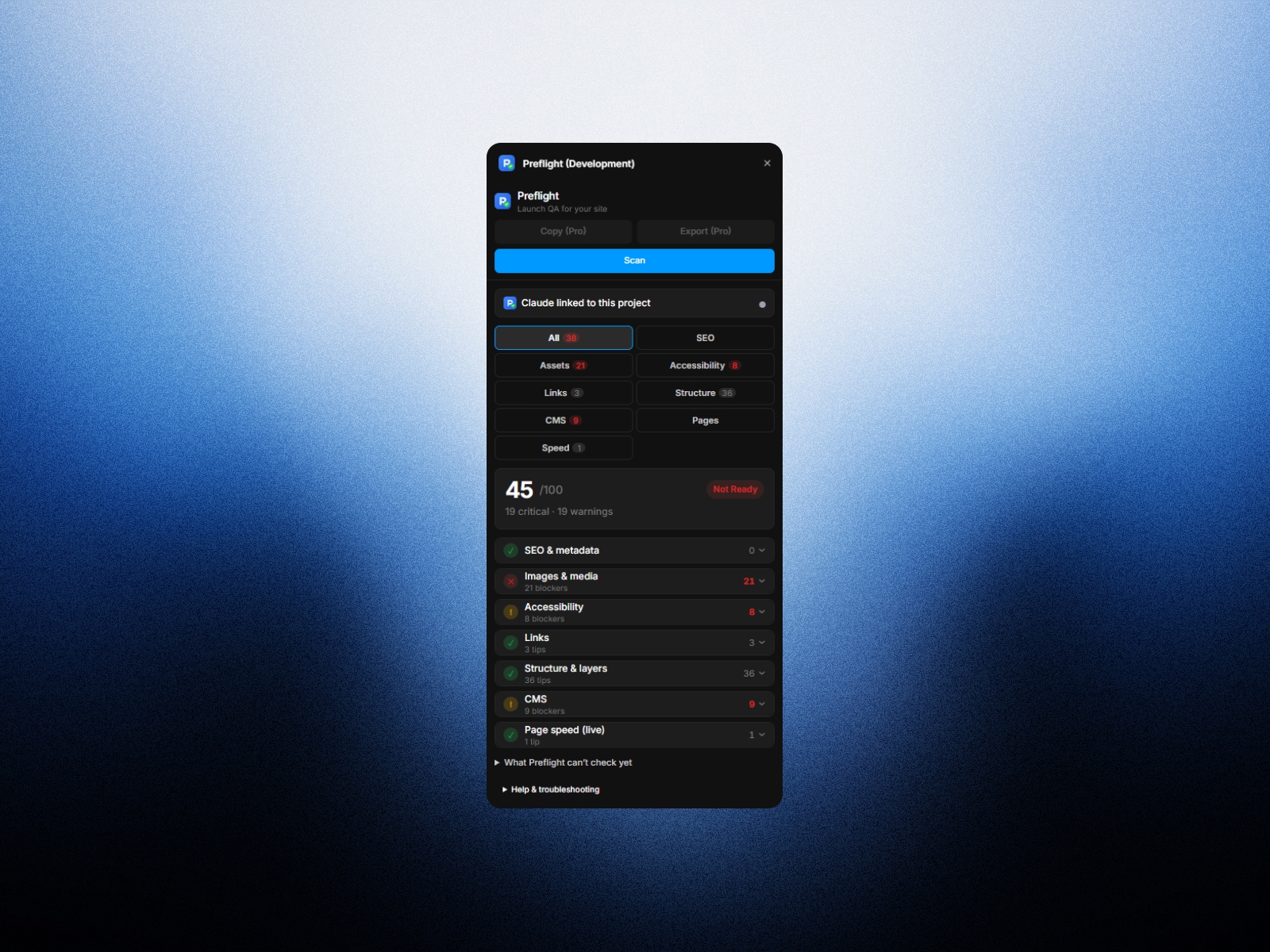 Screenshot 2 for Preflight, a Framer Marketplace plugin by Zlatko Marjanović.