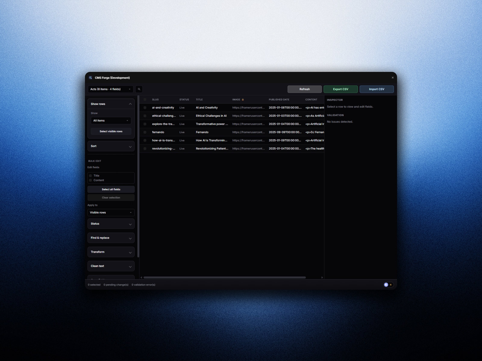 Screenshot 2 for CMS Forge, a Framer Marketplace plugin by Zlatko Marjanović.