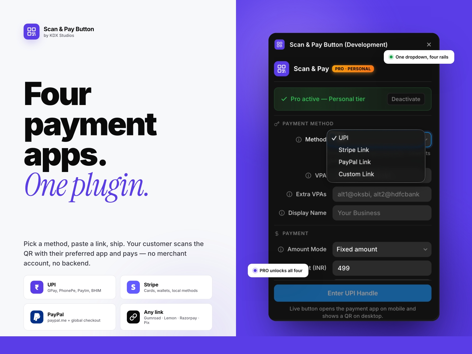 Screenshot 2 for Scan & Pay Button, a Framer Marketplace plugin by Khushal Dewra (KDX Studios).
