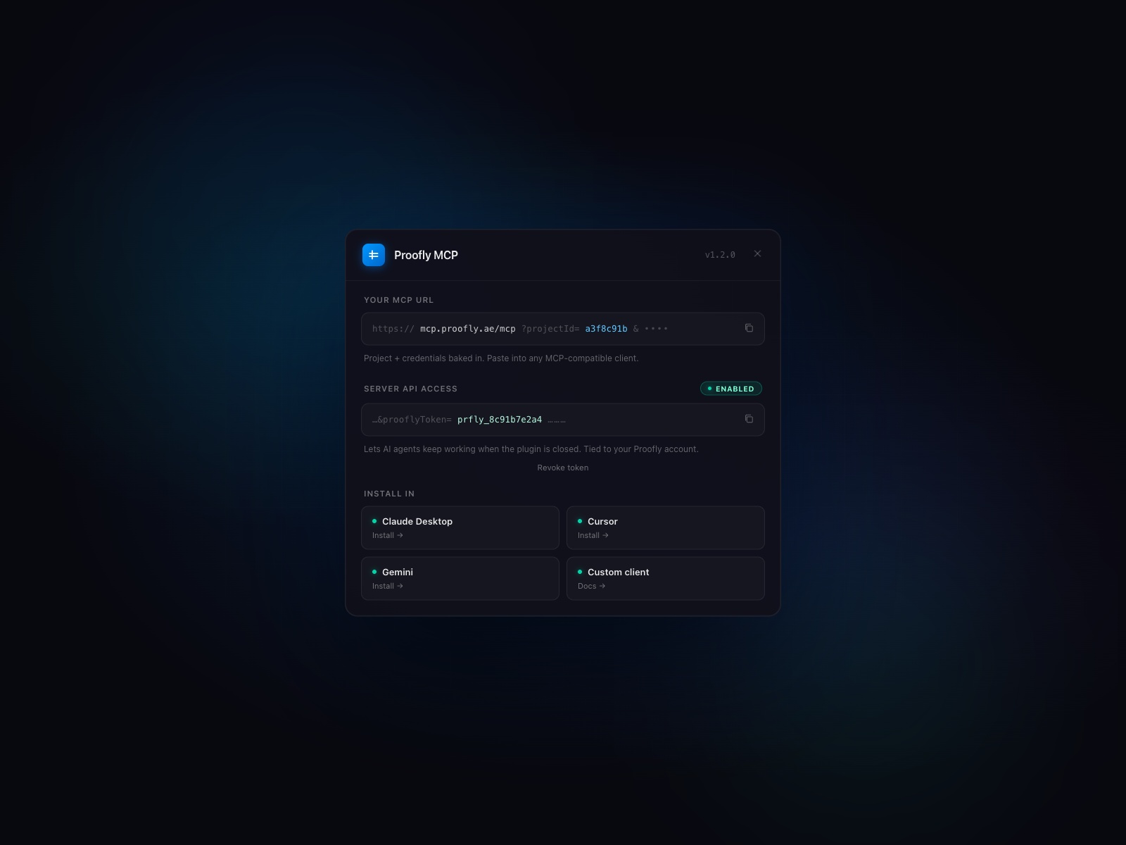 Screenshot 3 for Proofly MCP, a Framer Marketplace plugin by Proofly.ae.