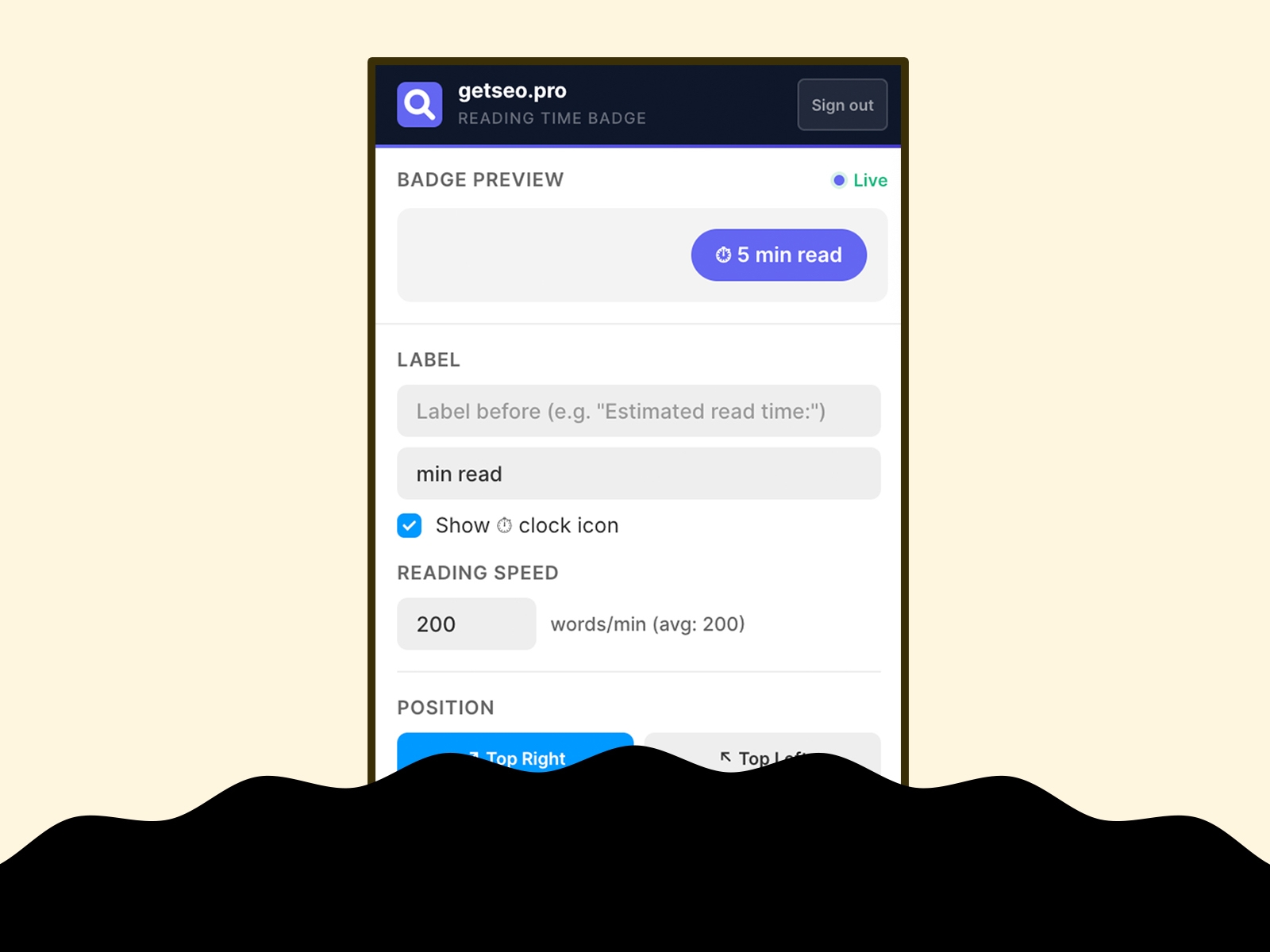 Screenshot 2 for Reading Time Badge by getseo.pro, a Framer Marketplace plugin by getseo.pro _.