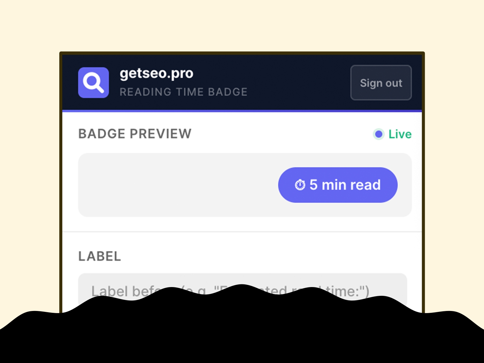 Screenshot 1 for Reading Time Badge by getseo.pro, a Framer Marketplace plugin by getseo.pro _.