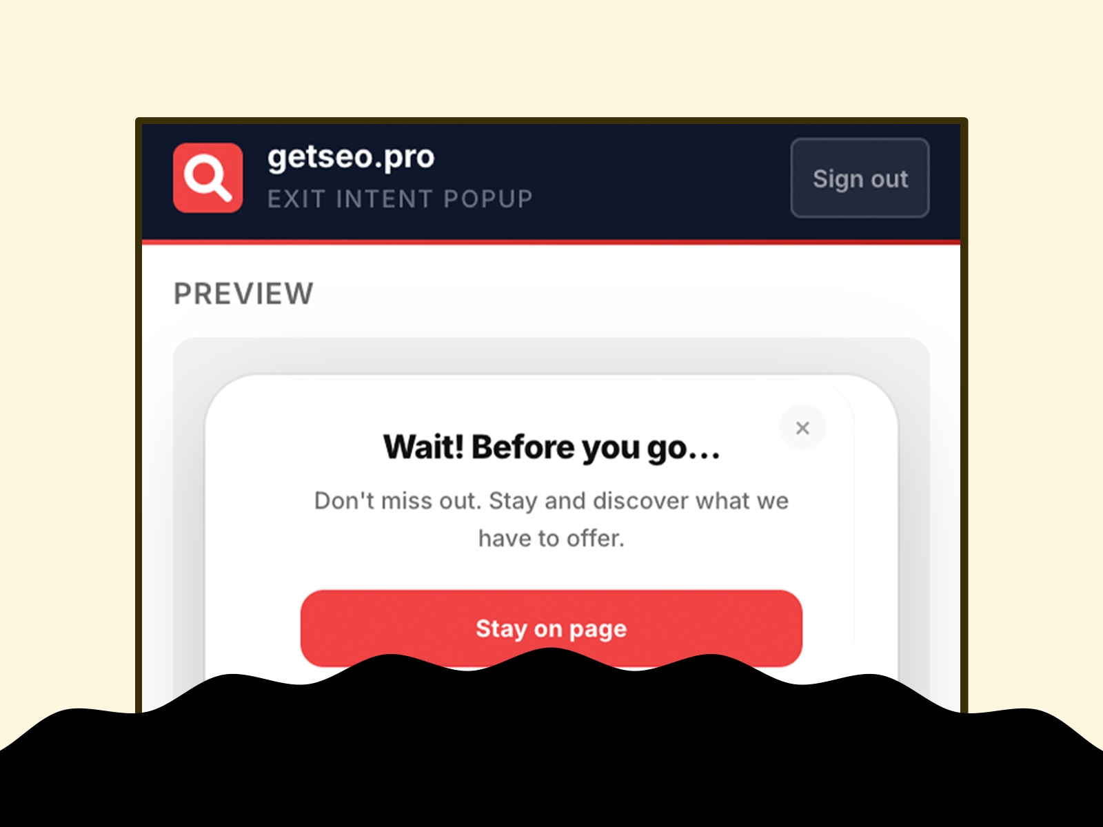 Thumbnail 1 for Exit Intent Popup by getseo.pro, a Framer Marketplace template by getseo.pro _.