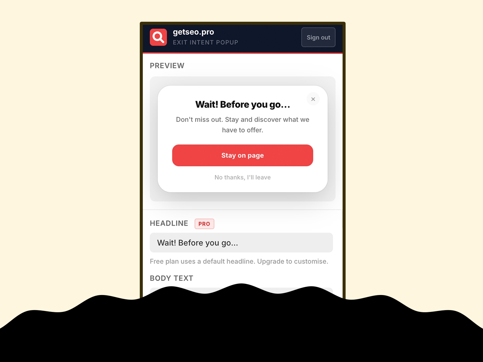 Thumbnail 2 for Exit Intent Popup by getseo.pro, a Framer Marketplace template by getseo.pro _.