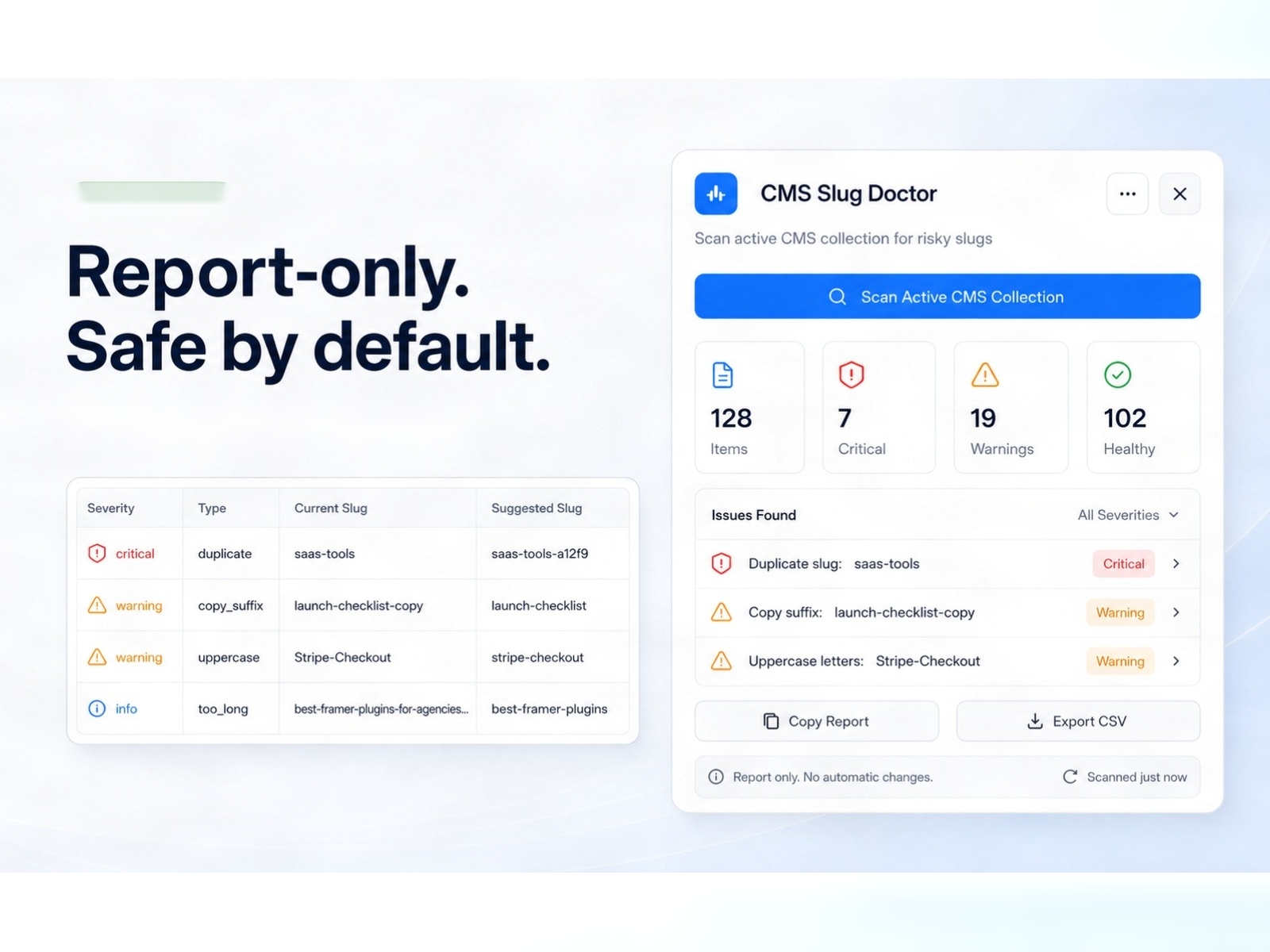 Screenshot 2 for CMS Slug Doctor, a Framer Marketplace plugin by ghulam mohiodin.