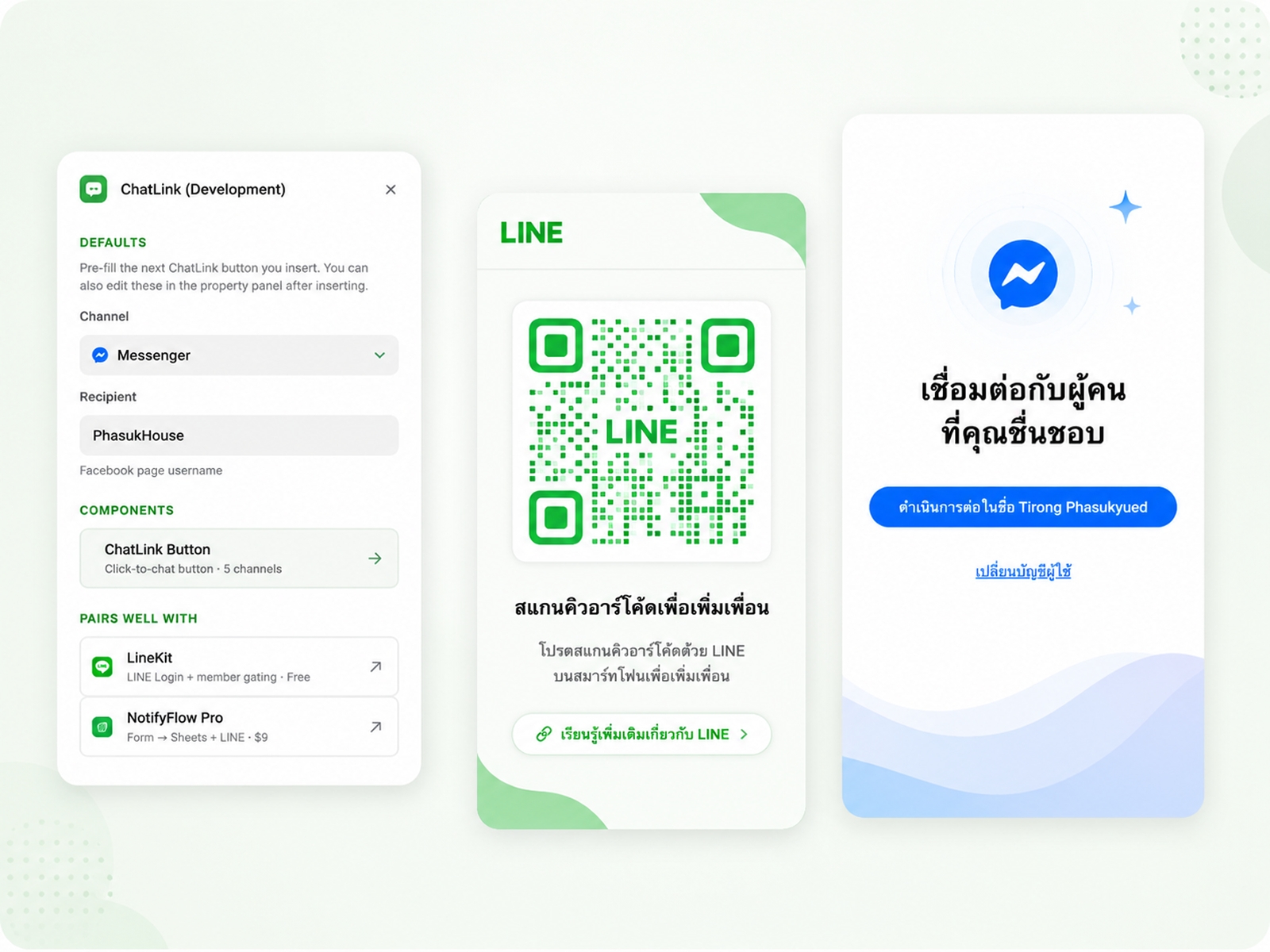 Thumbnail 2 for ChatLink, a Framer Marketplace template by Trirong Phasukyued.