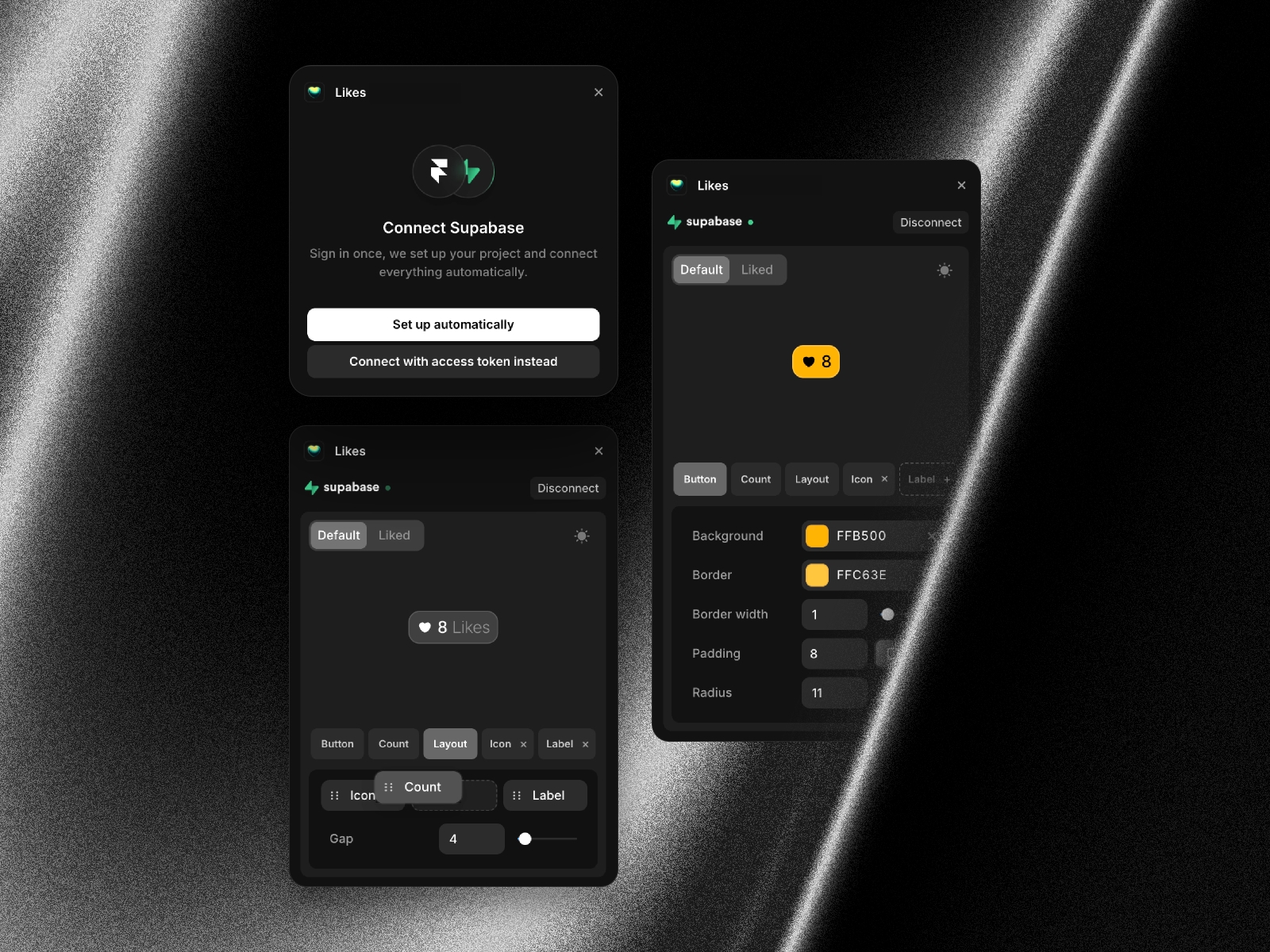 Screenshot 1 for Likes, a Framer Marketplace plugin by Fabian Albert.