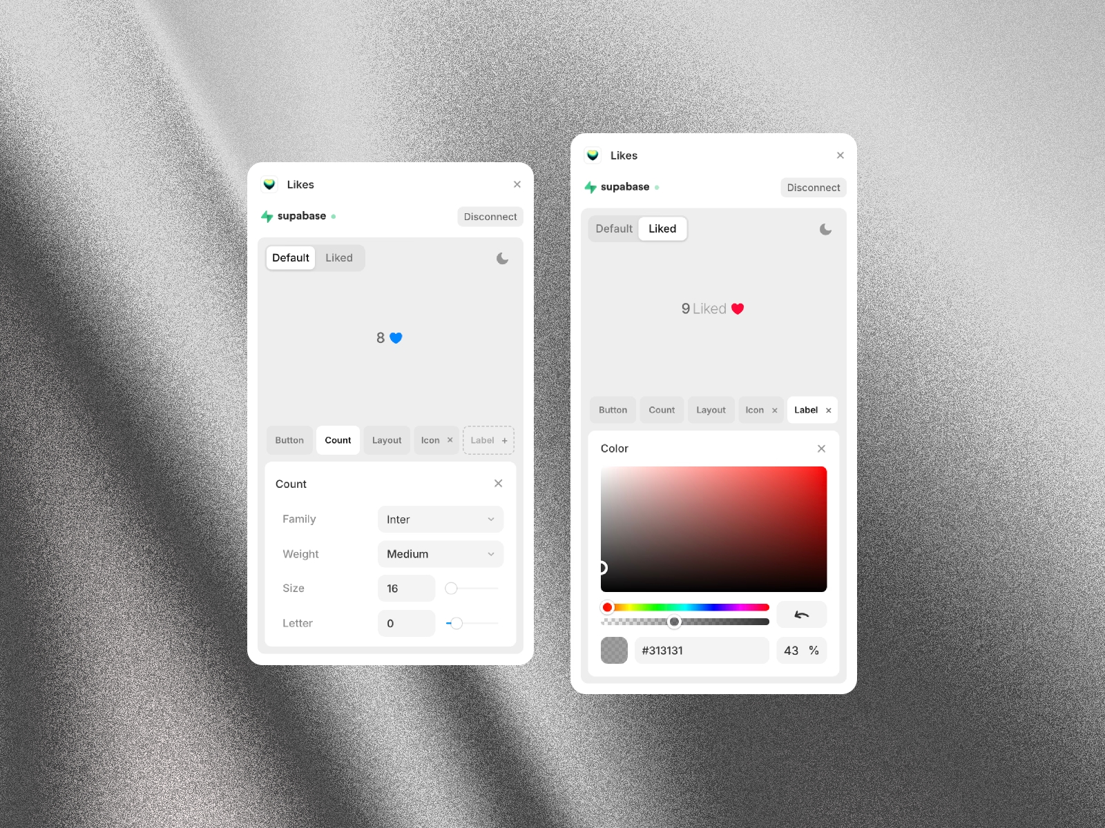 Screenshot 2 for Likes, a Framer Marketplace plugin by Fabian Albert.