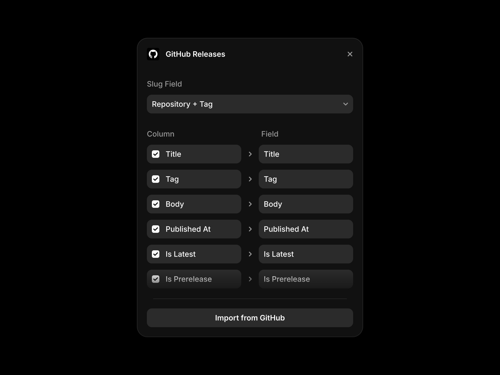 Screenshot 2 for GitHub Releases, a Framer Marketplace plugin by Andreu.