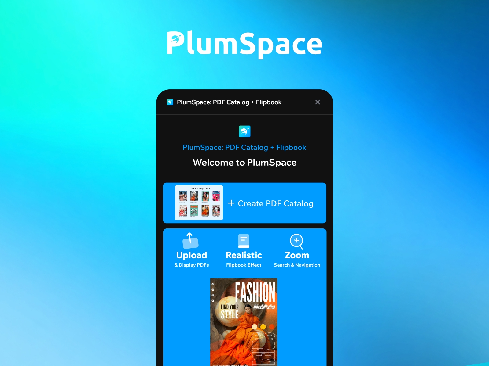 Screenshot 1 for PlumSpace: PDF Catalog + Flipbook, a Framer Marketplace plugin by PlumSpace.