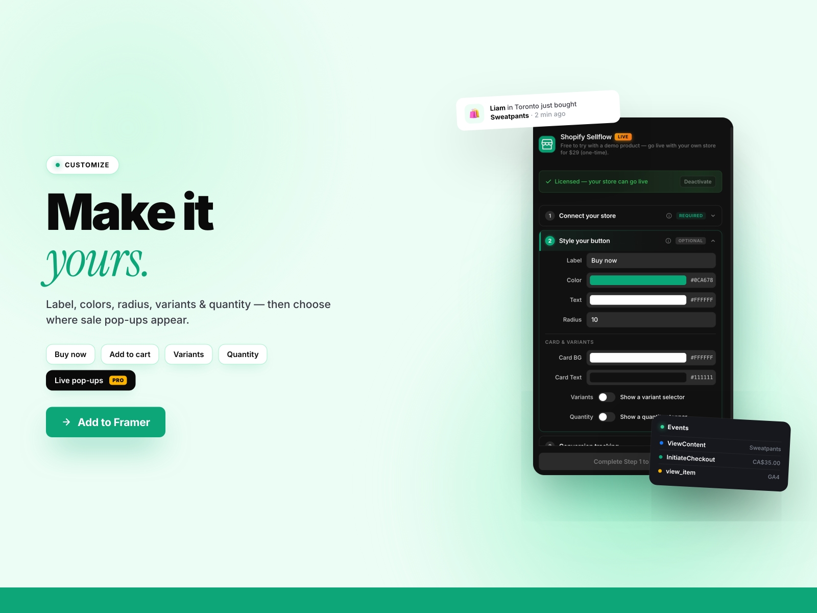 Screenshot 3 for Shopify Sellflow, a Framer Marketplace plugin by Khushal Dewra (KDX Studios).