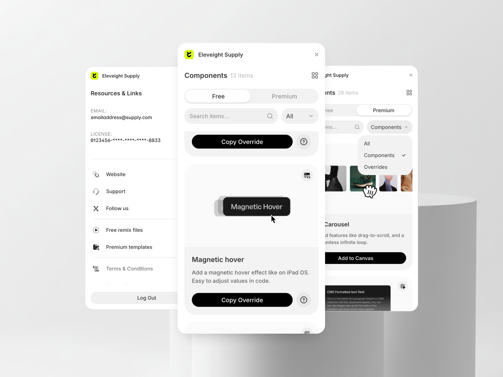 Thumbnail 2 for Eleveight Supply, a Framer Marketplace template by Fabian Albert.
