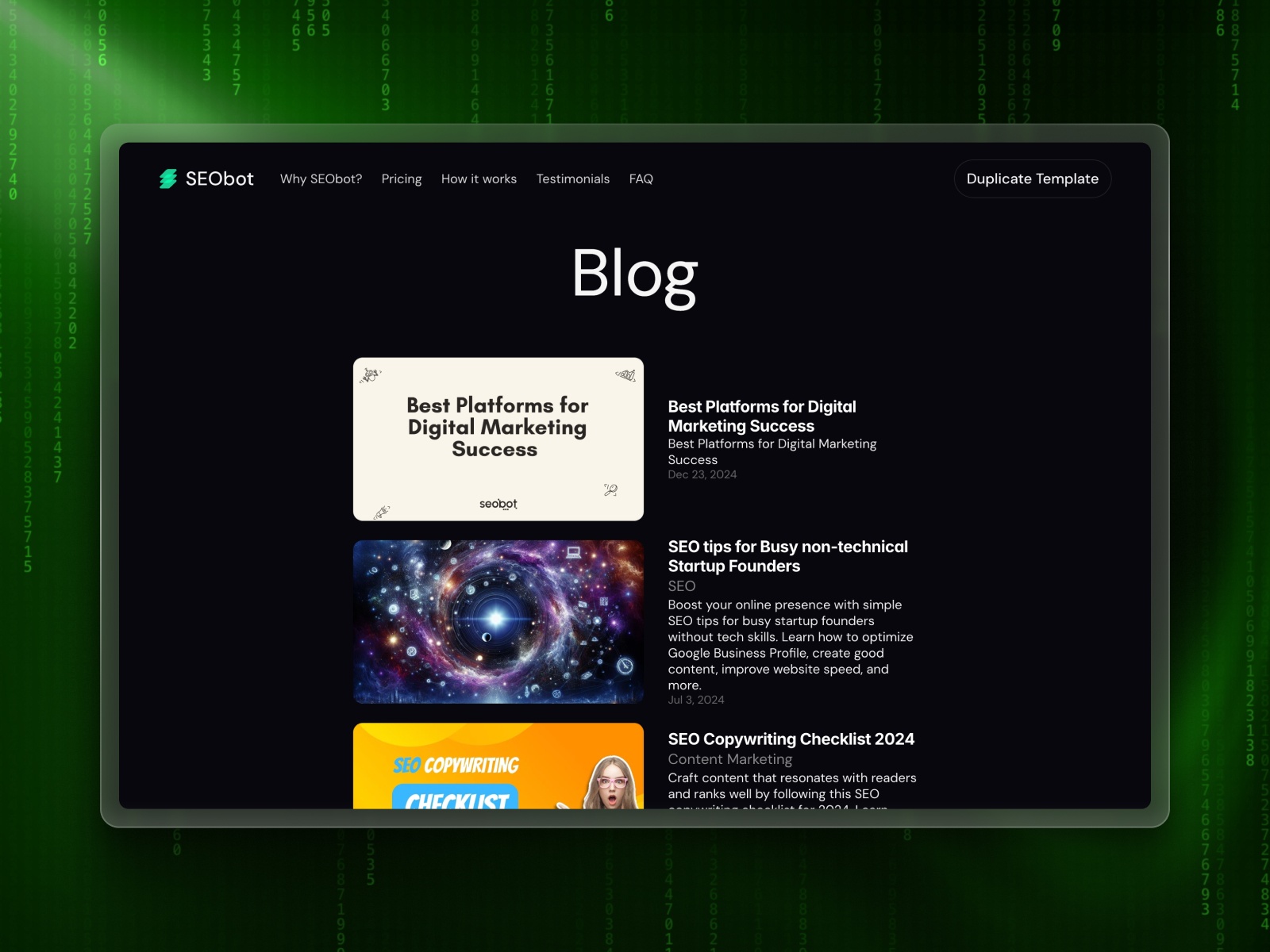 Thumbnail 1 for SEObot, a Framer Marketplace plugin by SEObot AI.