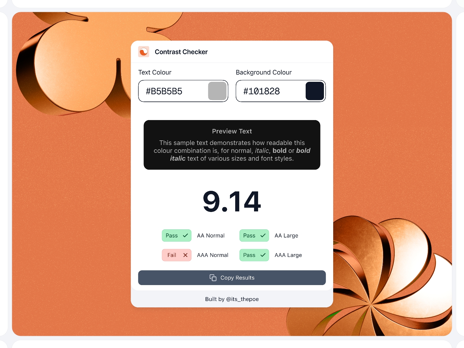 Screenshot 1 for Contrast Checker, a Framer Marketplace plugin by Oladipupo Ayoola.