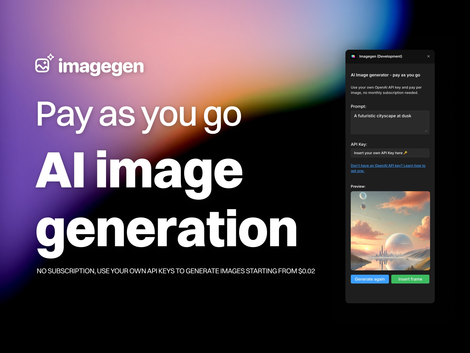 Thumbnail 1 for Imagegen, a Framer Marketplace plugin by new dawn studio.