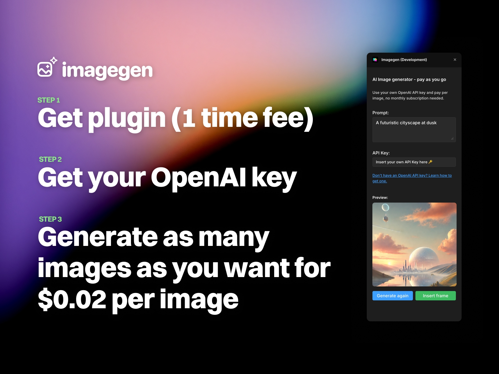 Thumbnail 2 for Imagegen, a Framer Marketplace plugin by new dawn studio.