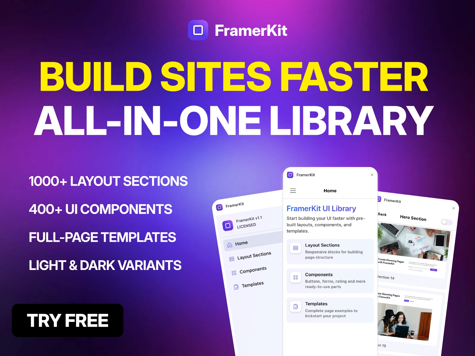 Thumbnail 1 for FramerKit, a Framer Marketplace template by Pavel Halichenka.
